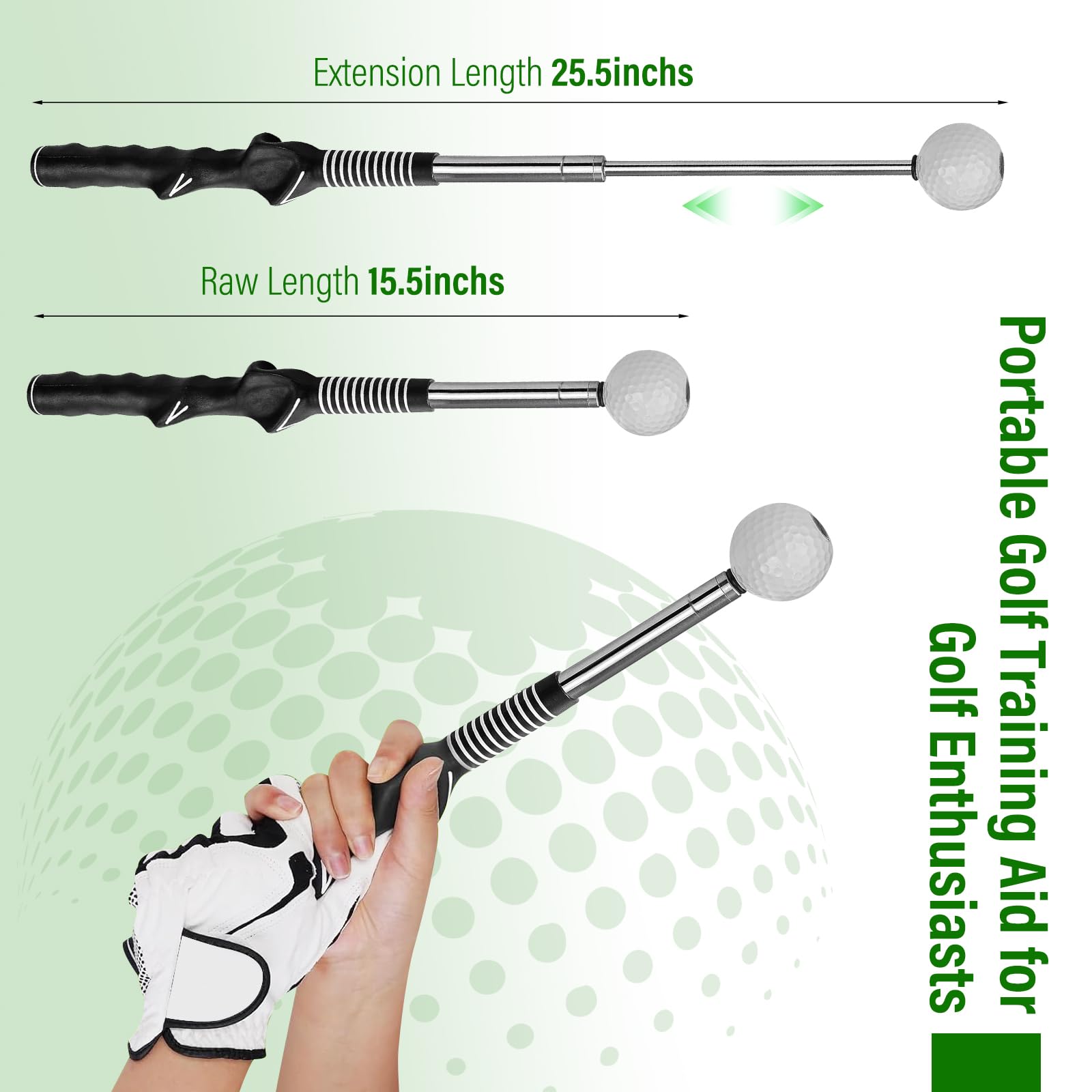 Entrenador de Swing de Golf Telescópico Retráctil con Click para Diestros