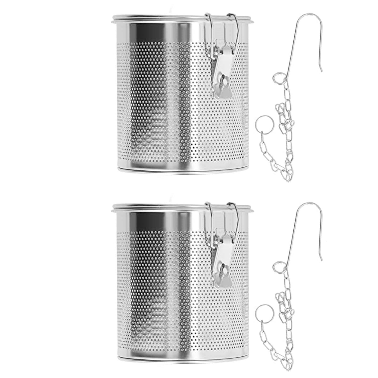 MALSSE Nonrust Steel Double Cooking Strainers High Capacity Soup with Ergonomic Grip Halogens Cage Set Steaming Basket