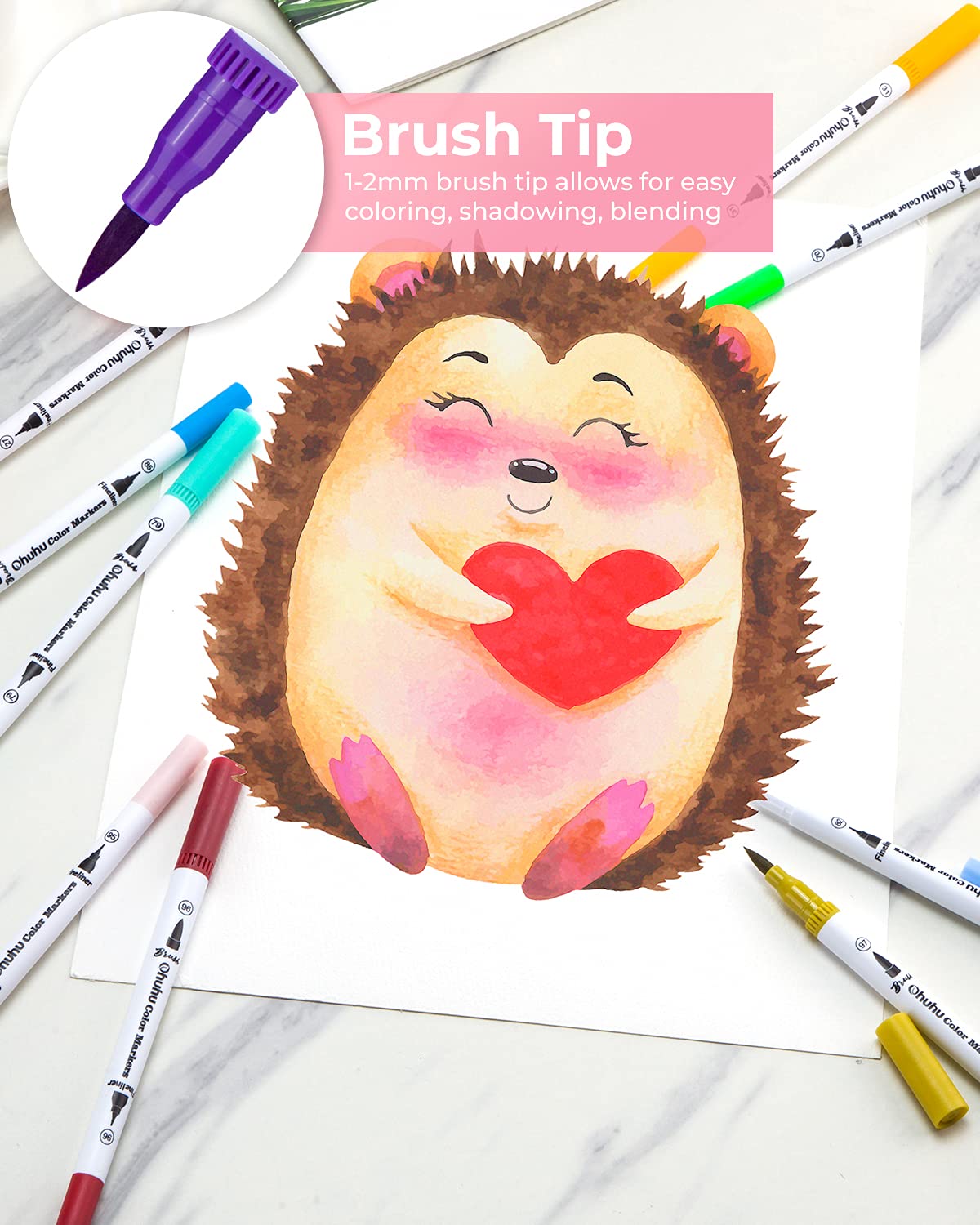 Buy 160 Colours Dual Tip Brush Pens, Ohuhu Felt Tip Pens, Water Based