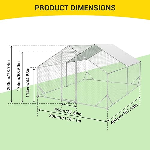 Miniatura 20 de GarveeLife Gallinero grande, gallinero de metal con cubierta impermeable anti-ultravioleta, jaula de aves de corral, corral de pollo al aire libre