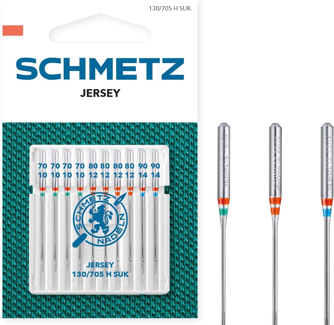 SCHMETZ | 10 Sewing Machine Needles | Jersey | 130/705 H SUK | Size 70/10-90/14