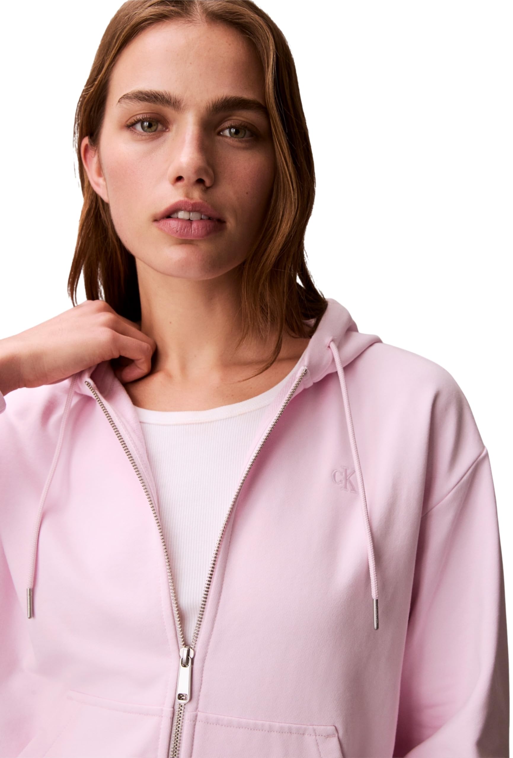 Calvin Klein Sweat à Capuche avec Fermeture Éclair Femme Archive Logo French Terry avec Capuche