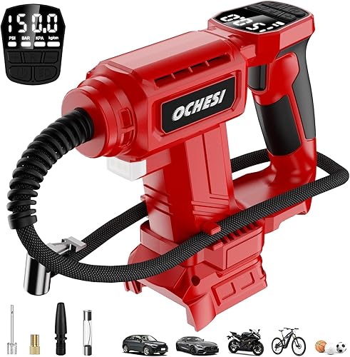 Compresor de aire inalámbrico para inflador de neumáticos Milwaukee de 18 V, bomba de aire portátil de mano de luz LED de 160 PSI con manómetro