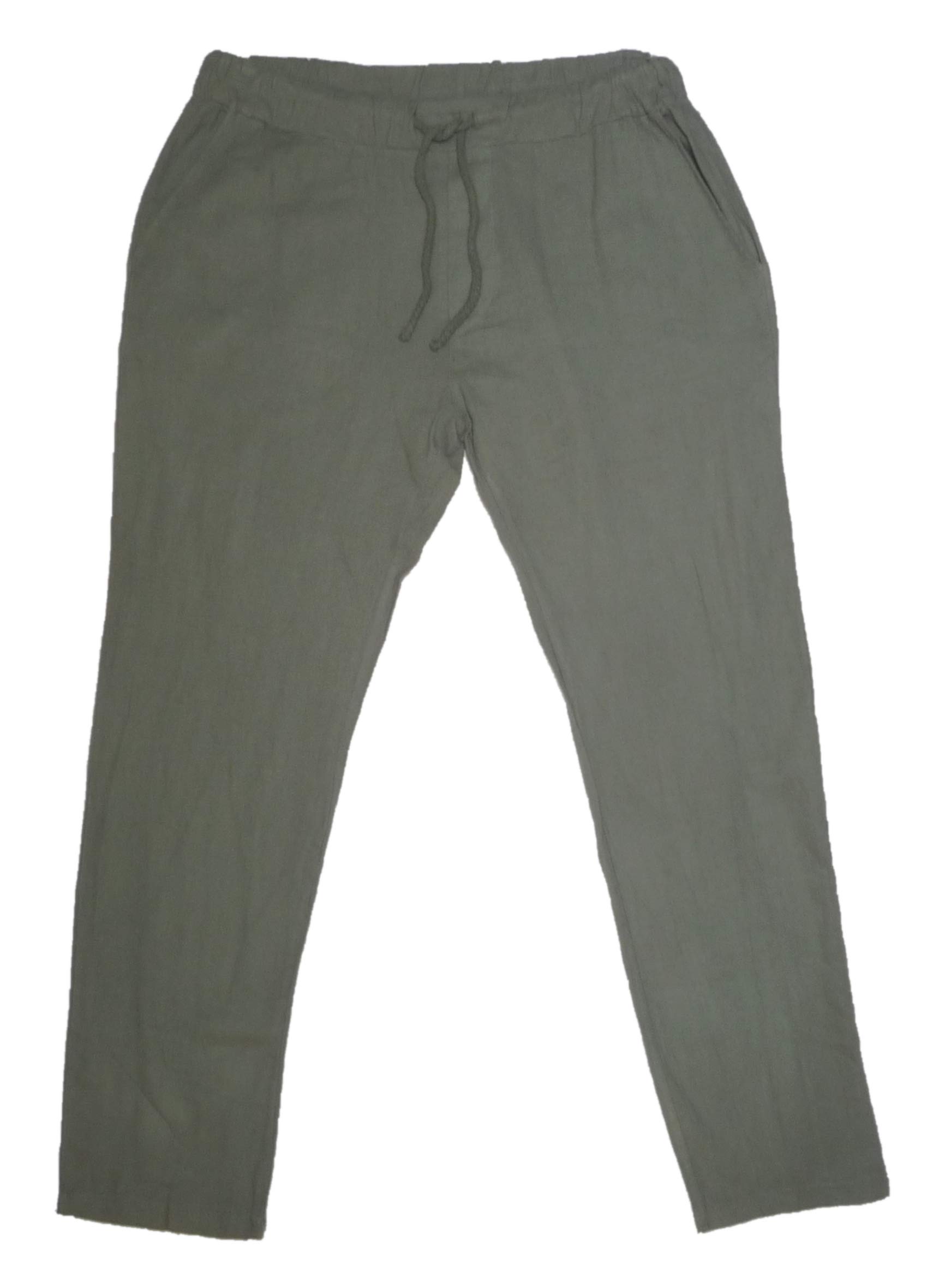 Pantalone Puro Lino Leggero Estivo Uomo Ragazzo Elastico Vita