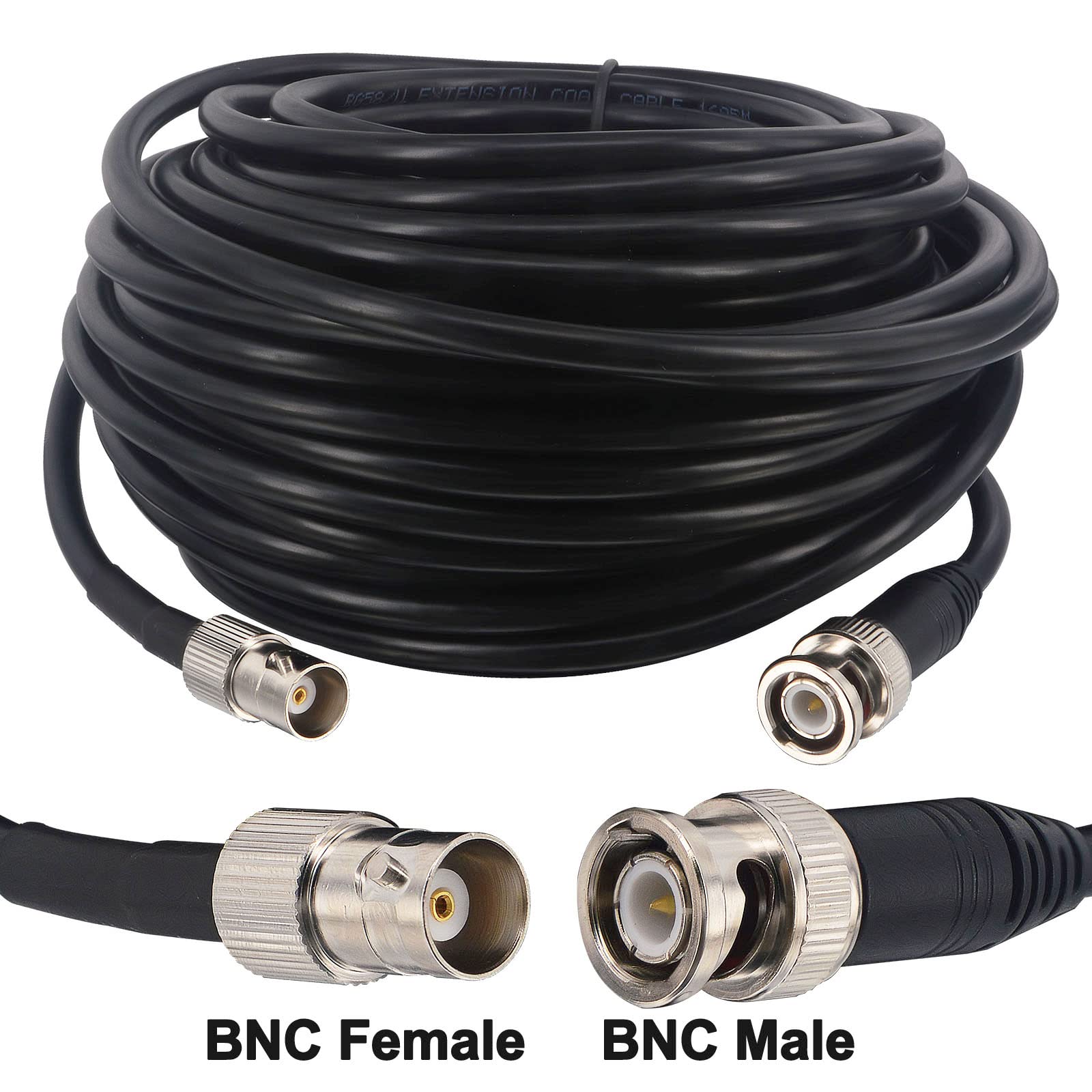 Cavo coassiale RG58/U BNC da 15 m maschio BNC femmina BNC cavo di prolunga BNC cavo antenna BNC cavo di alimentazione SDI per telecamera di sorveglianza CCTV