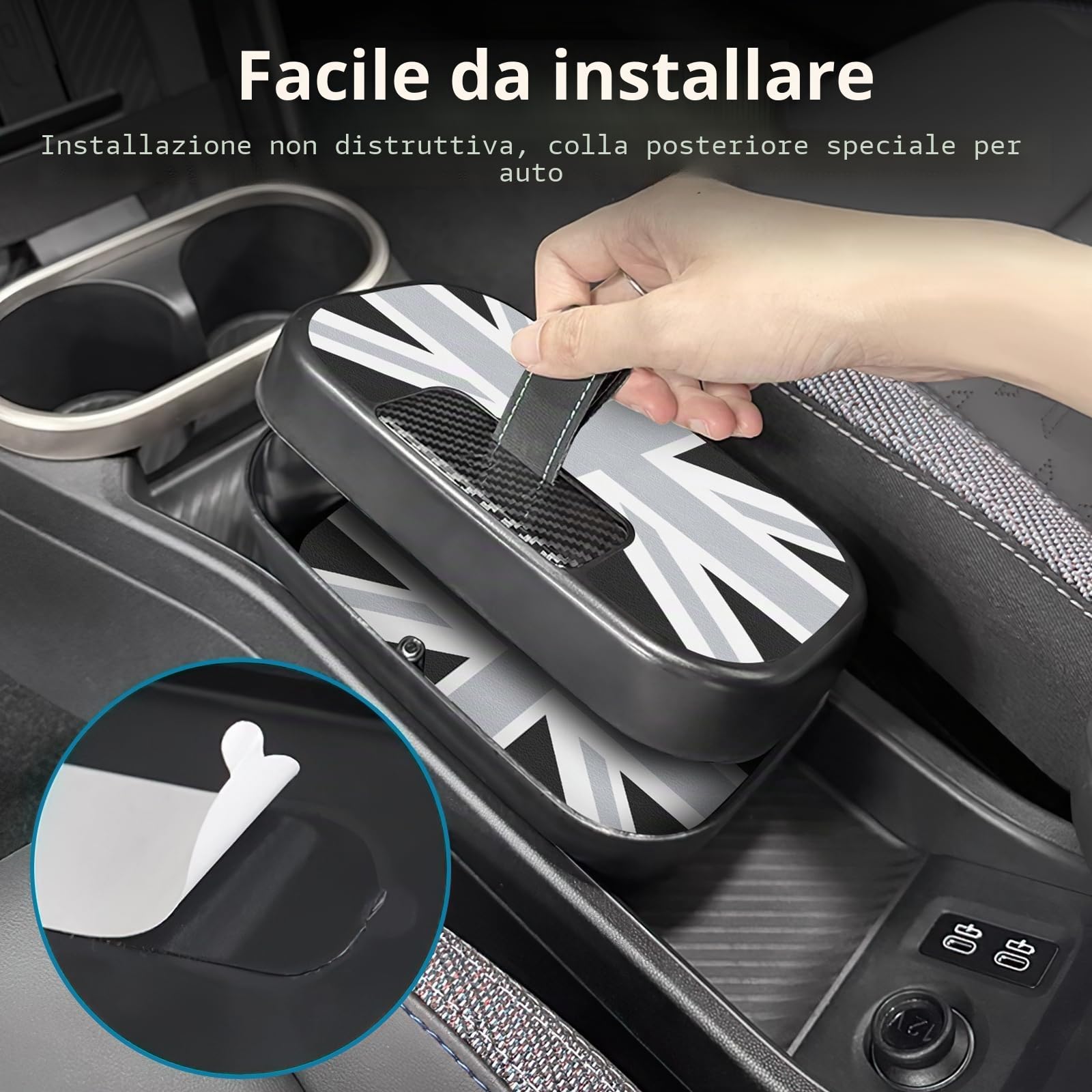 Scatola portaoggetti console centrale Vassoio organizer bracciolo per Mini Cooper S F65 F66 2024 2025 Accessori cambio automatico Vano portaoggetti nella console centrale Mini accessori (Grigio