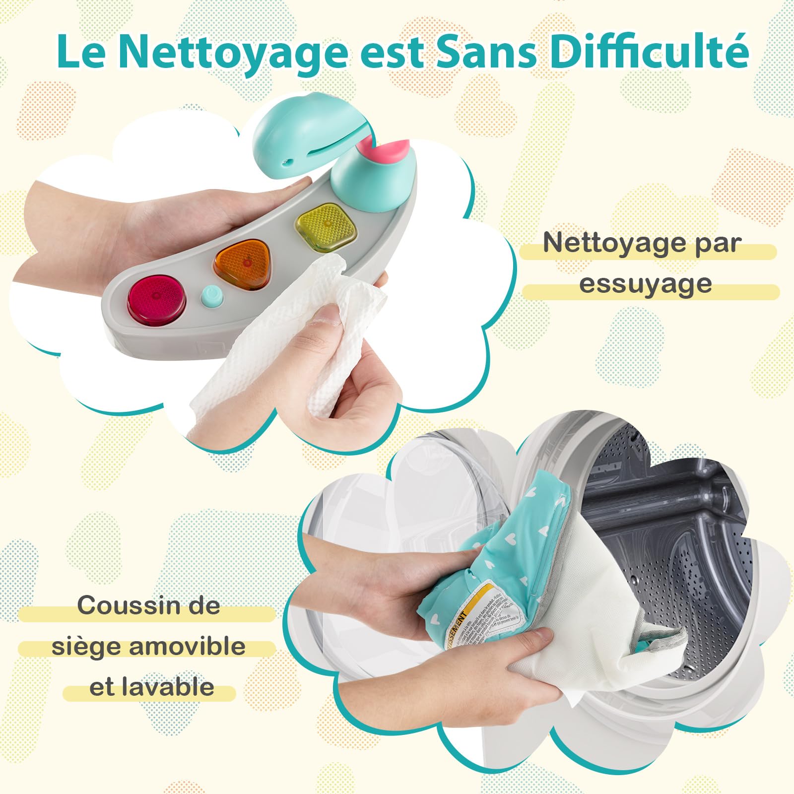 COSTWAY Jumperoo Jungle Trotteur Bébé avec Musique & Lumière, 3 Hauteurs Réglables, Siège Rotatif 360°, 6 Mois+