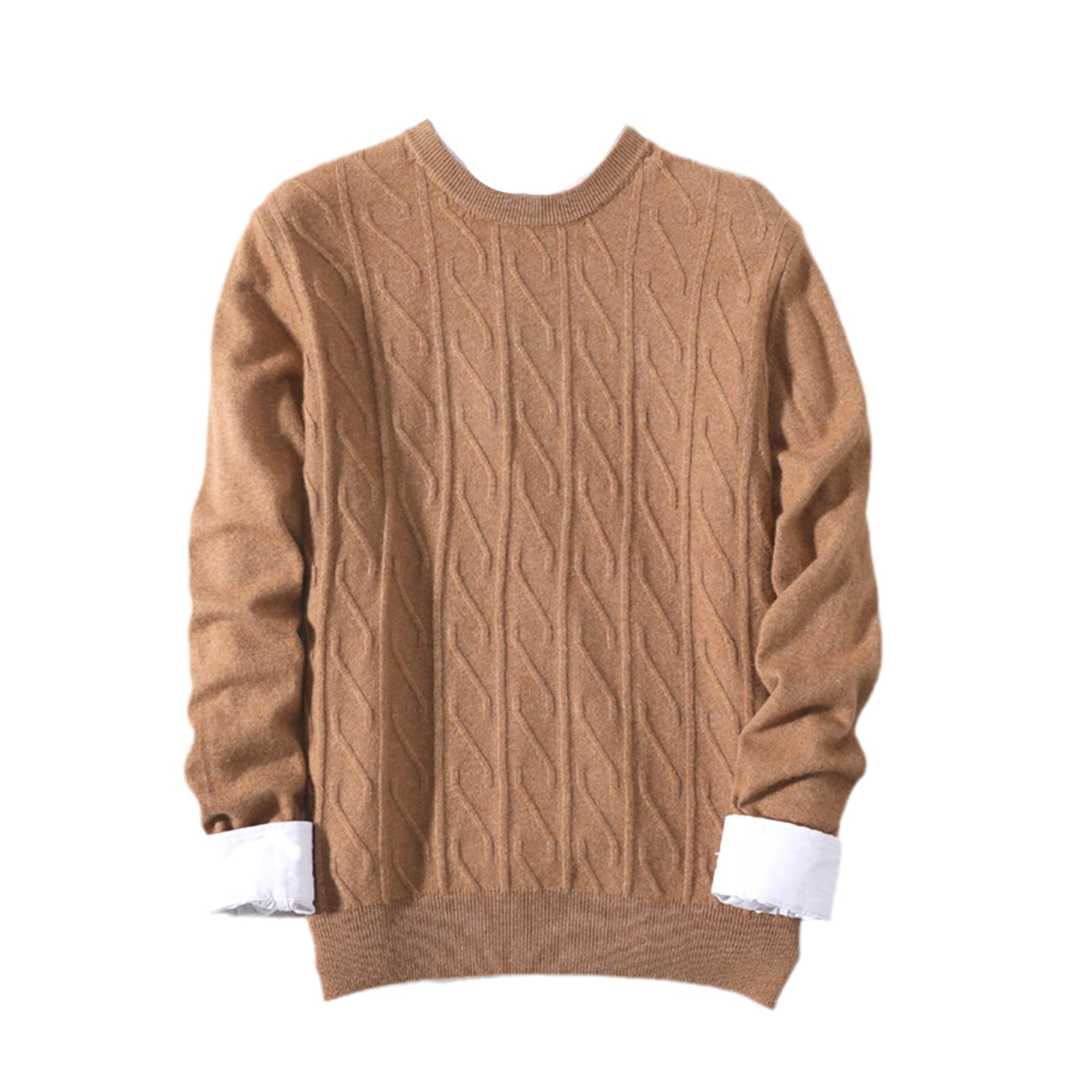 Vogrtcc Jersey de punto de lana de hombre Suéter de manga larga con estampado de color sólido, amarillo, L