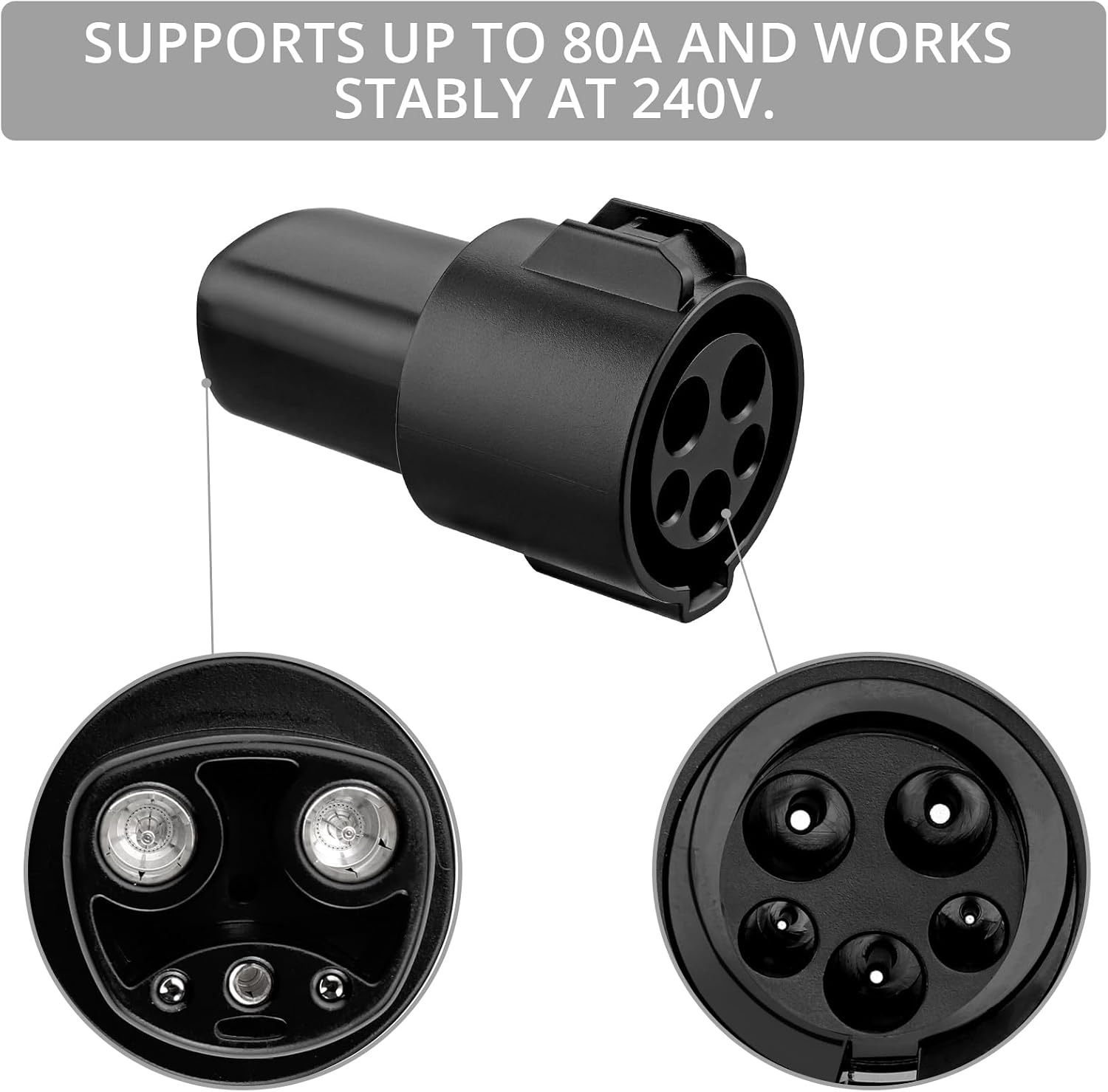 Justech J1772 to Tesla Charger Adapter, 80 AMP 240V Adapter for Tesla Fast Charging Compatible with Tesla Model 3/S/X/Y, Black