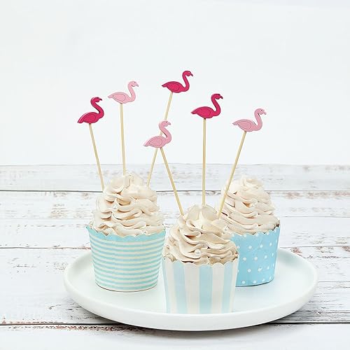 Efavormart - Paquete de 100 palillos de fiesta de flamenco de 5 pulgadas, pinchos de bambú, palillos decorativos para cóctel, palillo de dientes