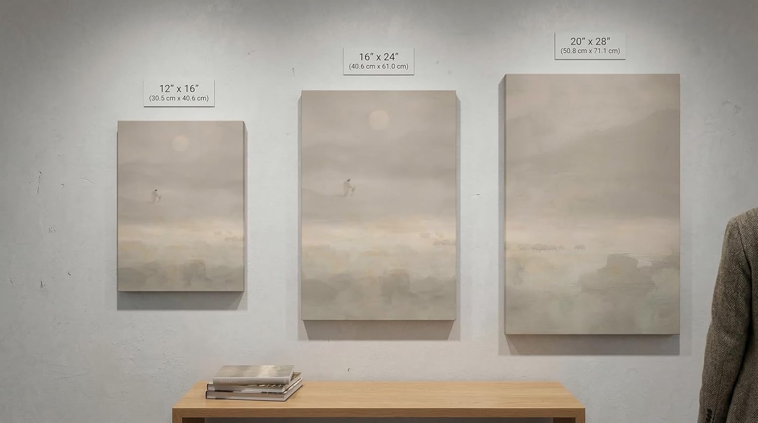 Framed 3 Pcs Large Christian Wall Art, Jesus and The Lost Lamb Canvas Print, Biblical Parable 'Leaving The 99' Decor, Minimalist Beige Religious Painting for Living Room, Bedroom, Church, 20''x28''