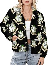 Connecticut State U.S Bomber Jacket Women Long Sleeve Lapel Fleece Winter Coat Casual Tops