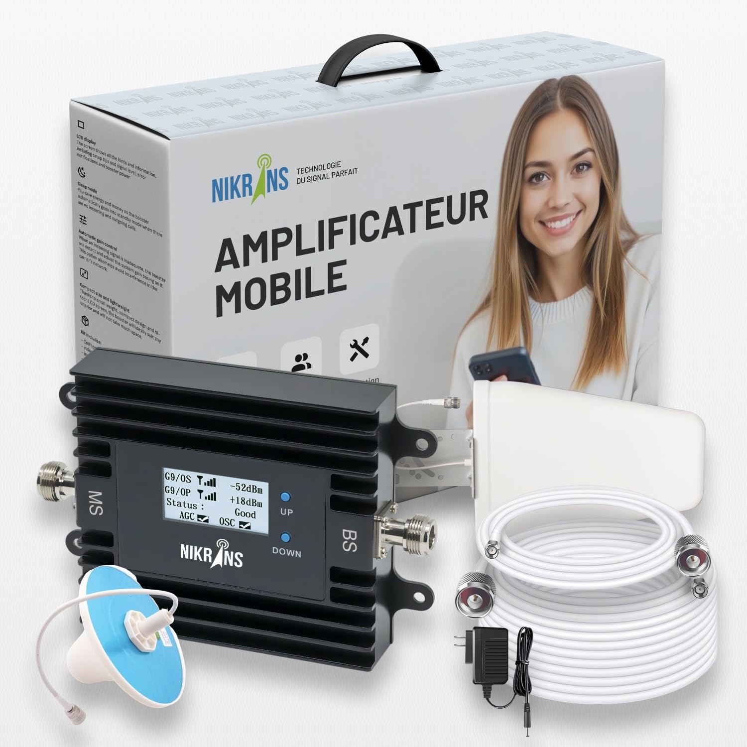 Amplificateur GSM 4G 5G – Répéteur de Signal Mobile 700/900 MHz – Jusqu’à 250 m² – Appels et Internet Stables – Compatible Opérateurs Français