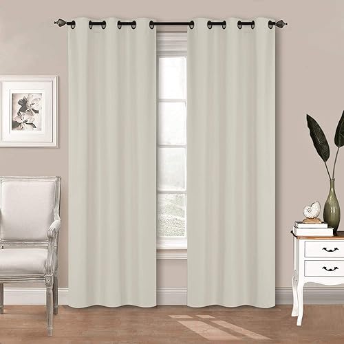 Better Home Style 2 Piece Solid Color 100% Blackout Room Darkening 2 Panels Window Treatment Curtain Insulated Drapes for Any Window with Grommets M3784 (Ivory, 2 Panels 36" W X 84" L Each)