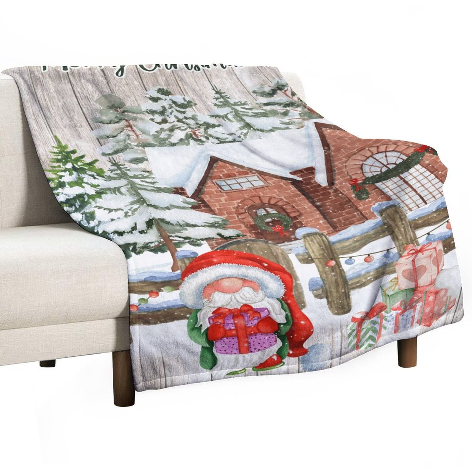 Couverture de canapé Merry Christmas en flanelle polaire - 130 x 150 cm