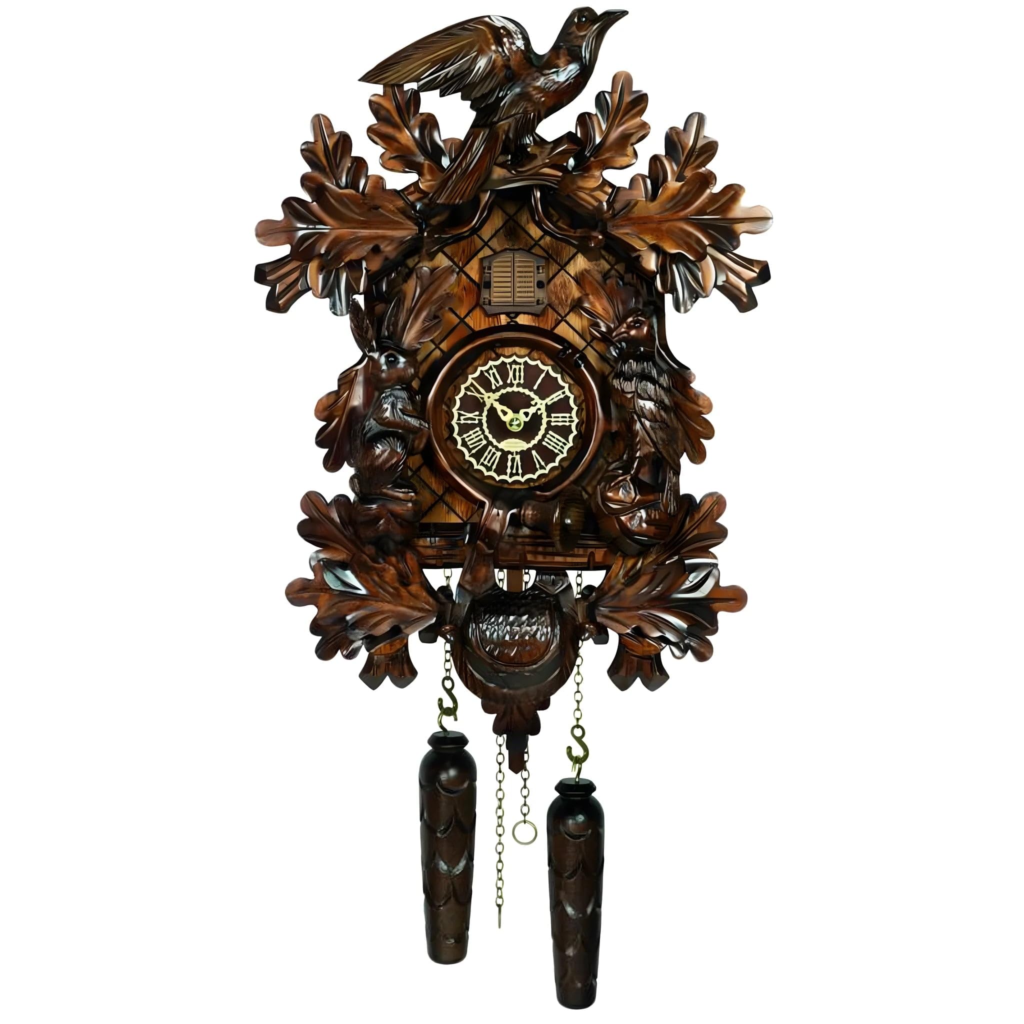 Dolfi | Cuckoo Clock with Woodland Animals | Hand-Painted Wood in Val Gardena | Religious Article