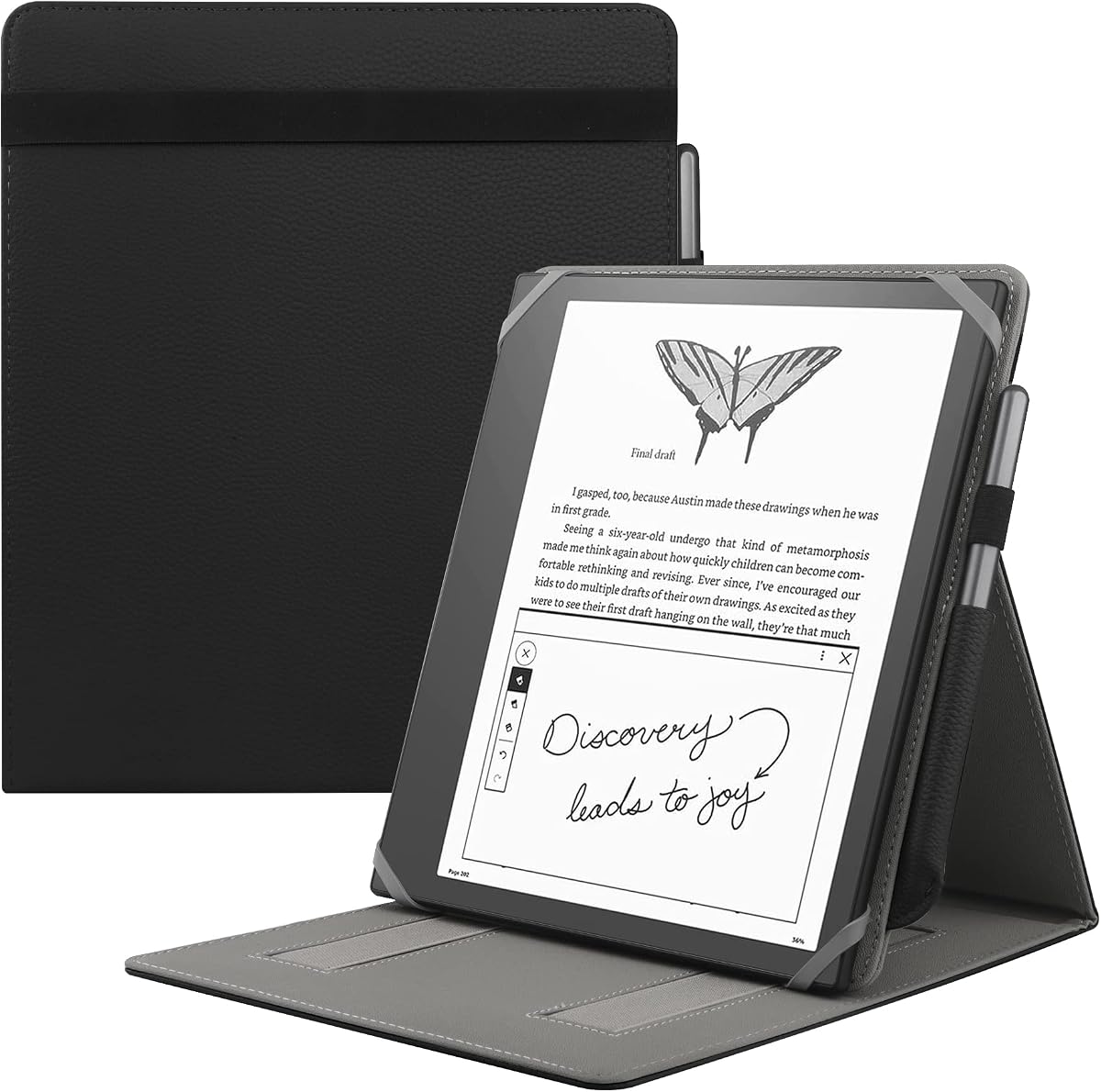 HoYiXi Universal Case for 10.2-inch Introducing Scribe 1st Generation 2022 Release / 10.3-inch Kobo Elipsa eReader 2021 Release Foldable Cover with Vertical Flip Stand Pen Holder - Black