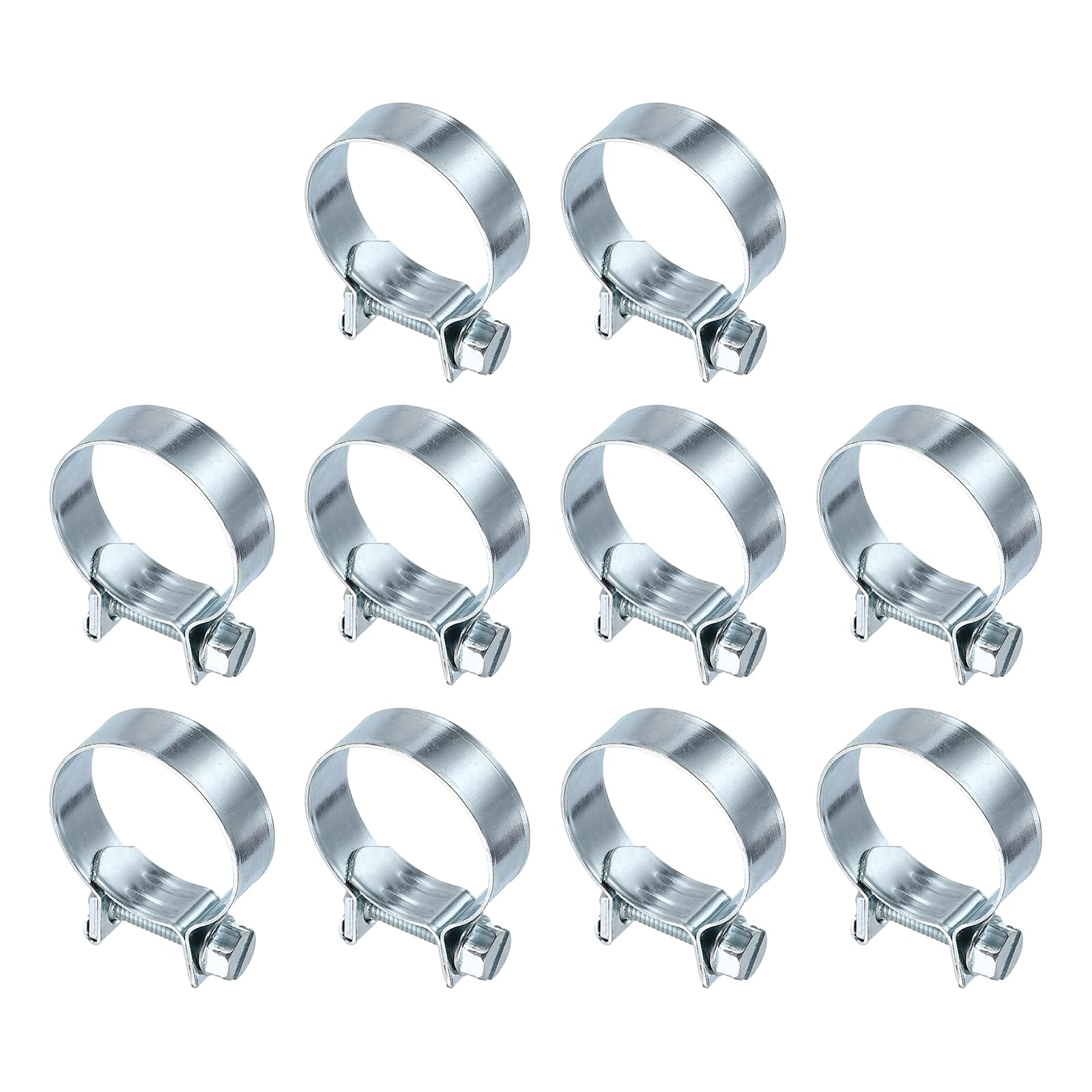 sourcing map 10pcs Fuel Injection Hose Clamp 24-26mm Adjustable Zinc Plated Steel Mini Gas Line Hose Clamp for Automotive Agriculture Plumbing Diesel Petrol Pipe