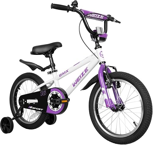 WEIZE Bicicletas para niños, bicicleta de 16 a 20 pulgadas para niños, bicicleta estilo BMX para niños y niñas de 4 a 12 años, bicicleta para niños