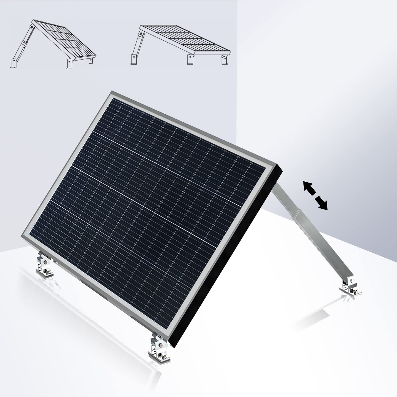 enjoy solar Soporte ajustable de aluminio con ángulo de inclinación de 10° -30° para el panel solar, adecuado para todos los anchos de módulo (incluye tornillos y tuercas)