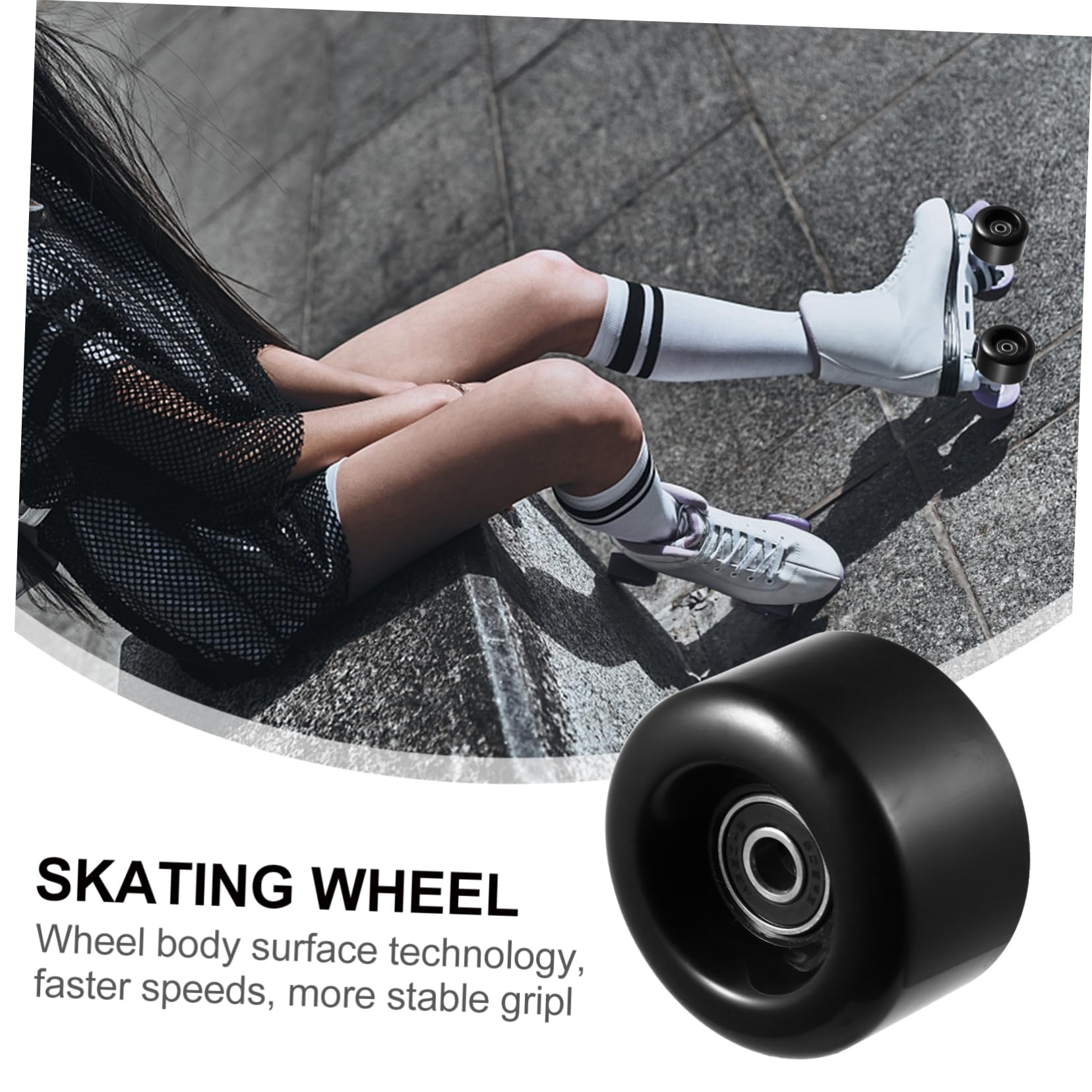 FOYTOKI 4pcs Pu Double Row Skate Wheels for Outdoor Skating Bones Skateboard Wheels Non-skid Wear-resistant