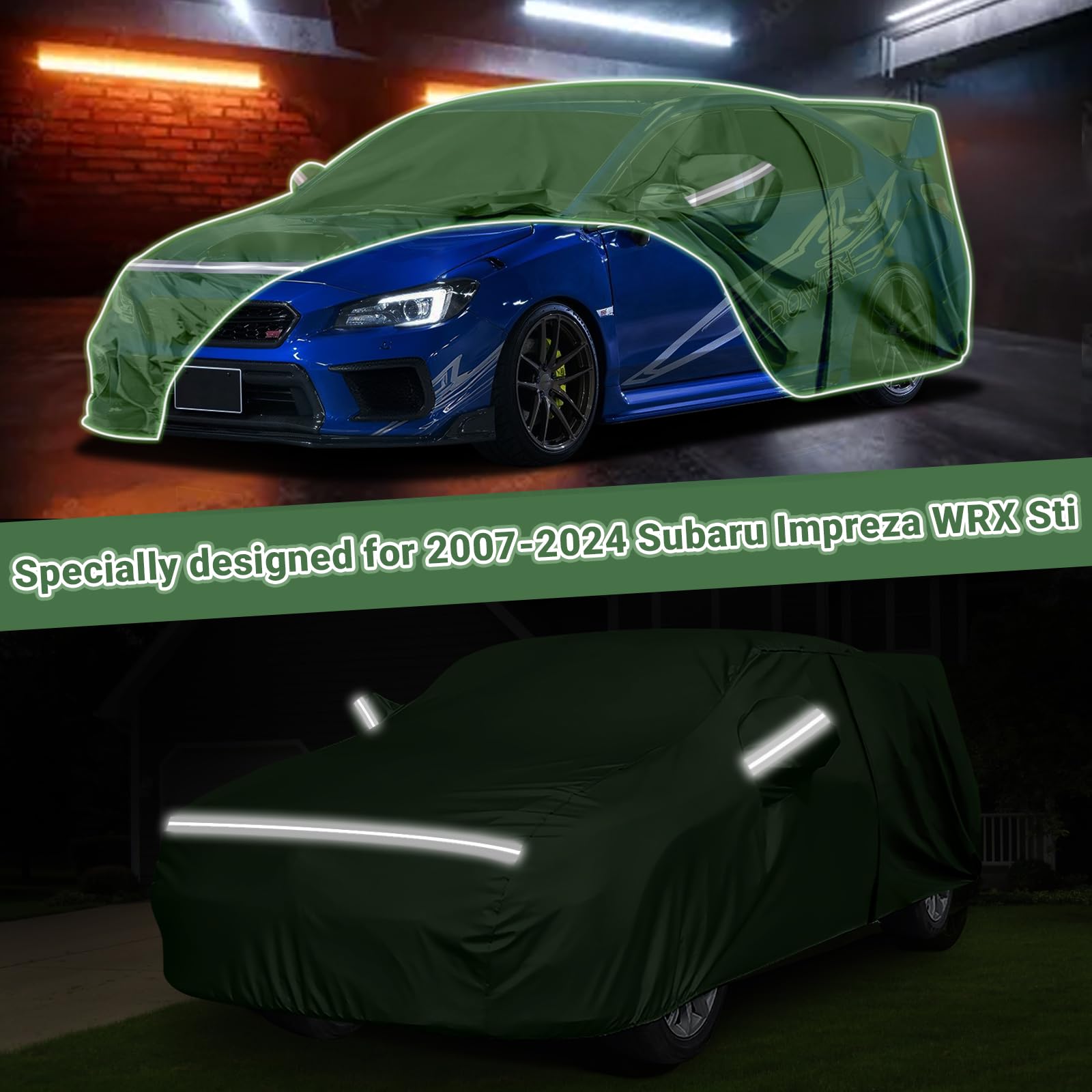 Car Cover Custom Fit for Subaru Impreza WRX STI 2007-2025 180X70X58 in Waterproof All Weather Exteror Cover Rain — view 7
