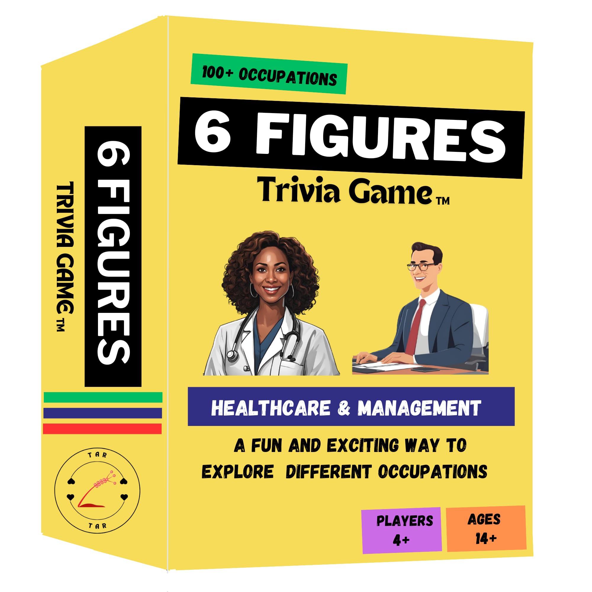 6 Figures Trivia Game - Healthcare & Management, A Trivia Game About Different Careers and Occupation, A Family and Friends Trivia Game, The Perfect Game for High School Seniors and Career Counselors