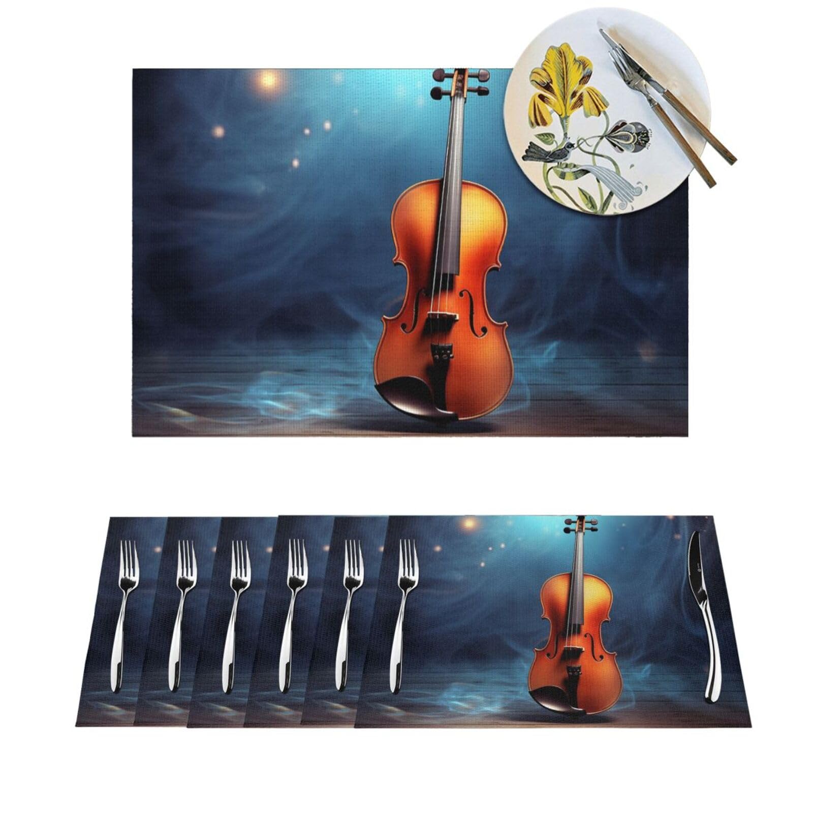 Set de table motif violon en PVC tisse pour repas chaleureux