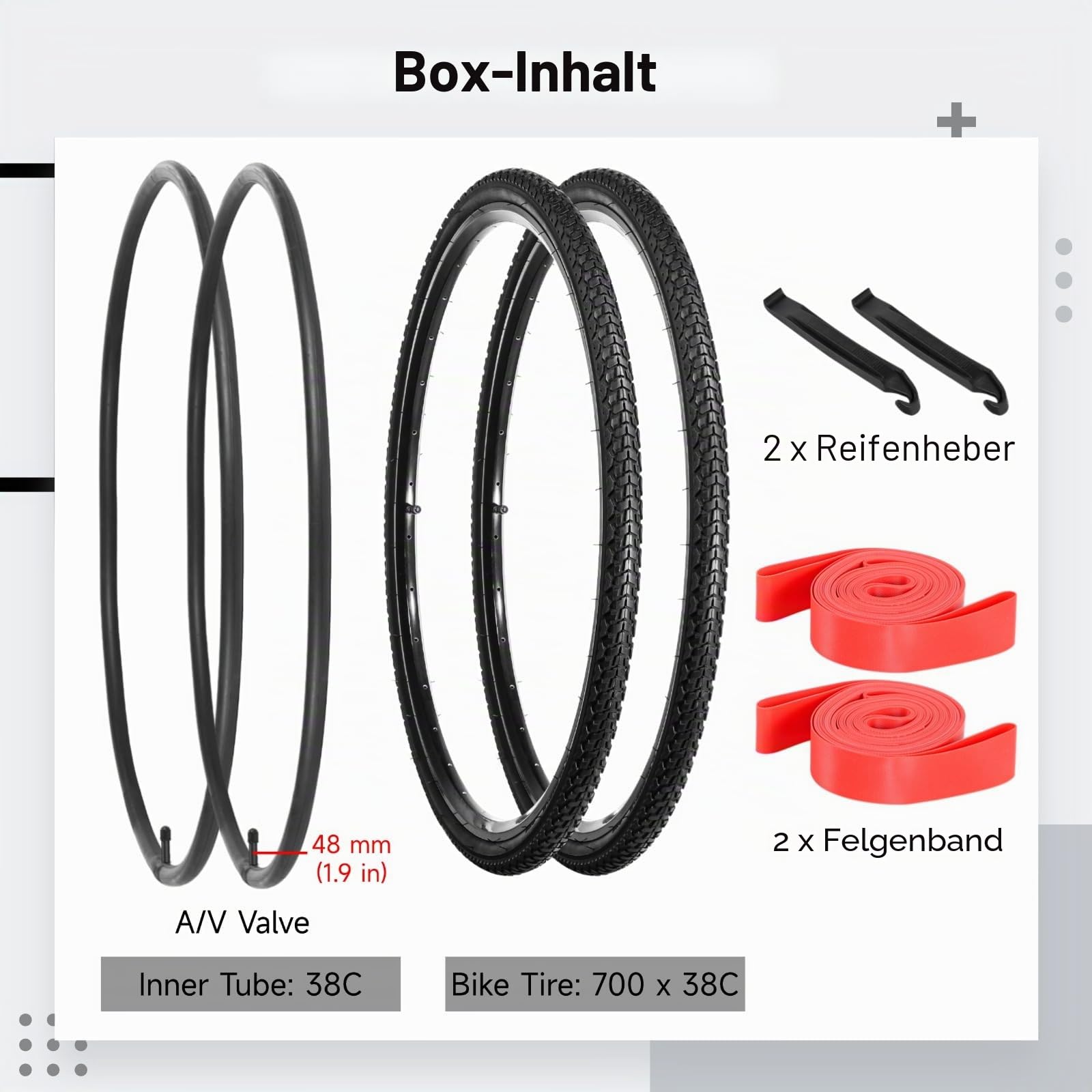 yeesport 2er Pack 700x38c Fahrradreifen 40-622 28 Zoll Faltreifen mit Schläuchen A/V 48mm Gravel Reifen 28x1.50 fahrradmantel 28 Zoll Fahrrad Reifen 28zoll für Asphalt Beton Urban Rural