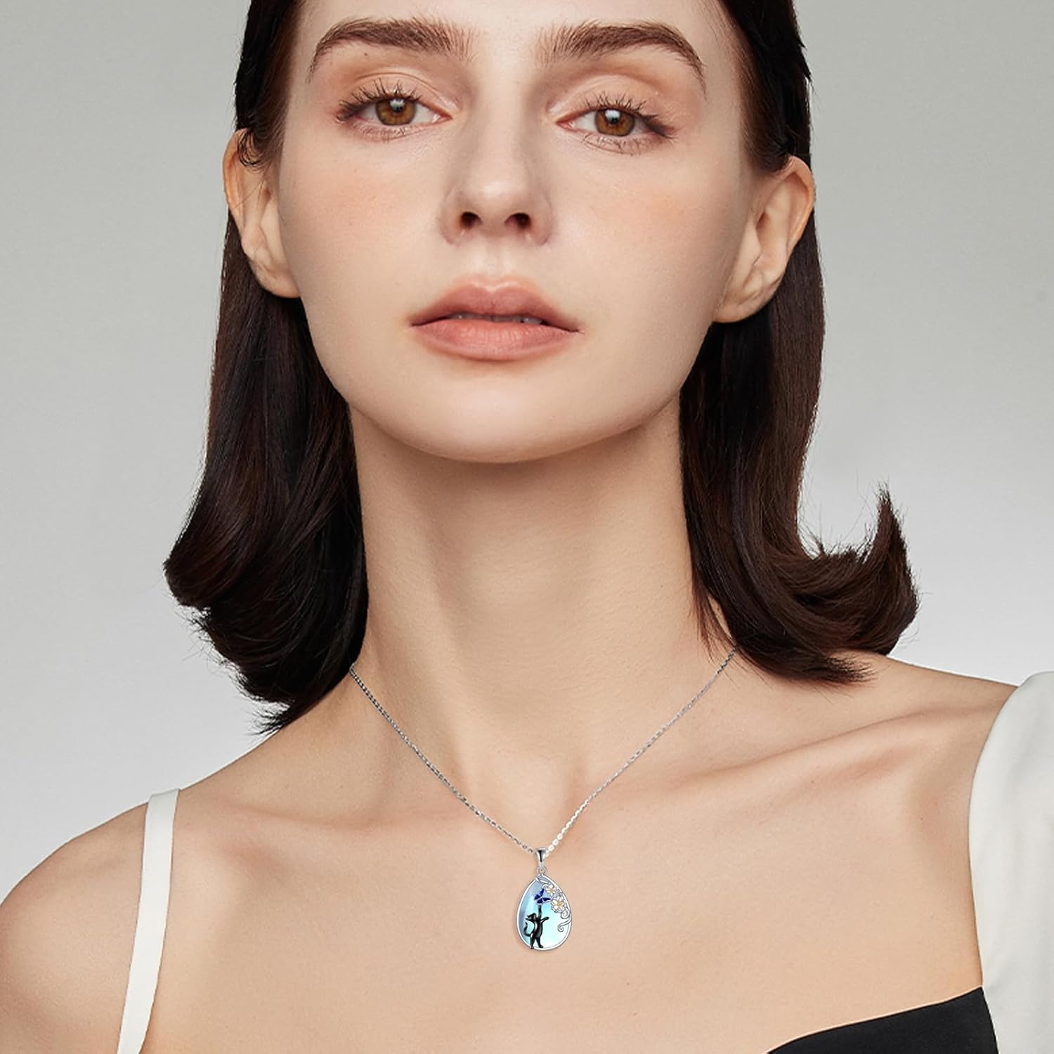 KQF Cat/Dragonfly/Owl/Angel Wings Necklace for Women Sterling Silver Moonstone Pendant Necklaces Animal Jewelry Mother'S Day Gifts for Cat Lover Teen - Image 2