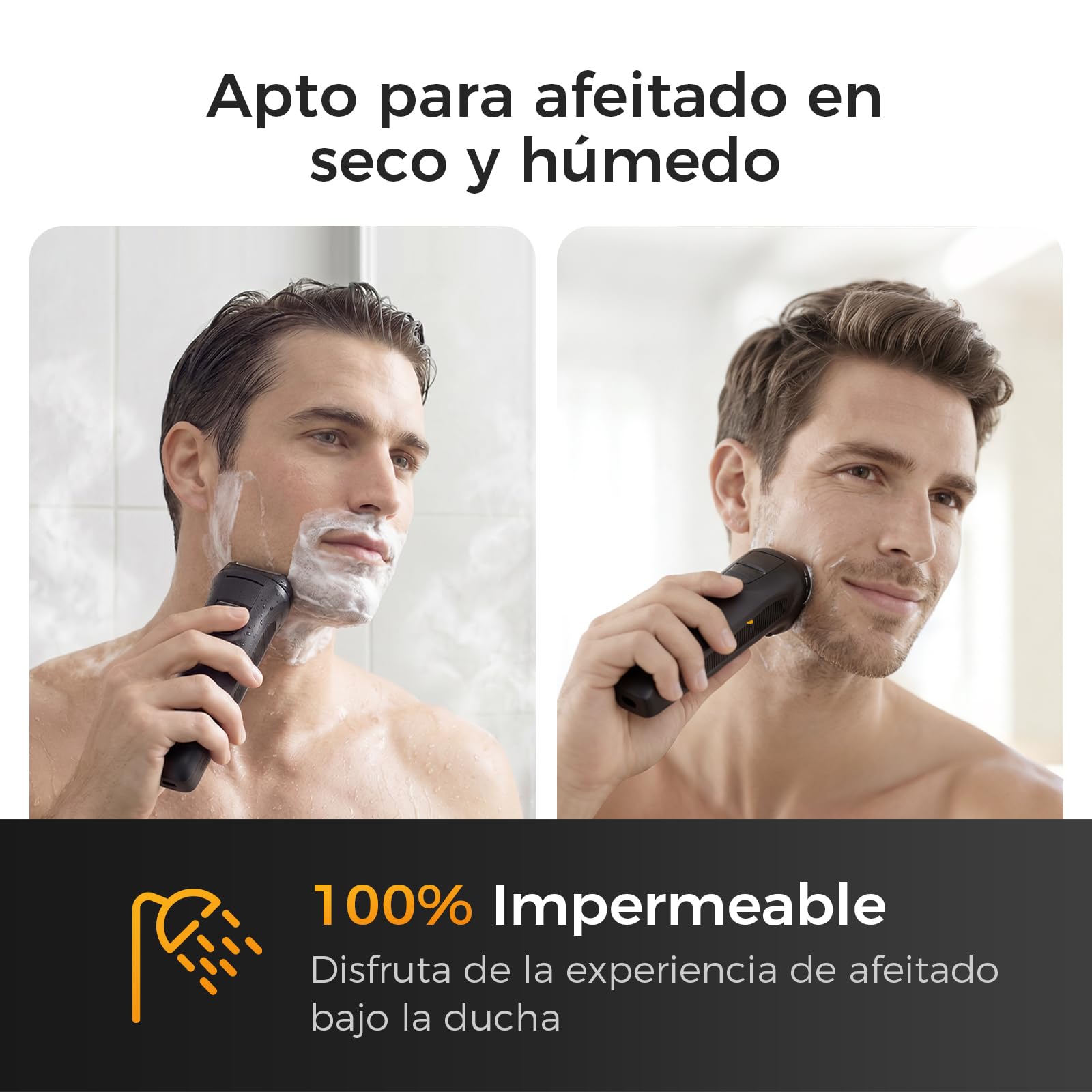 Afeitadora Electrica Hombre, Autonomía 120 minutos, Cuchilla de Acero Autoafilado, Afeitadora de barba emergente, Uso Diario o de Viaje, Rendimiento Potente y Eficiente, 8200rpm