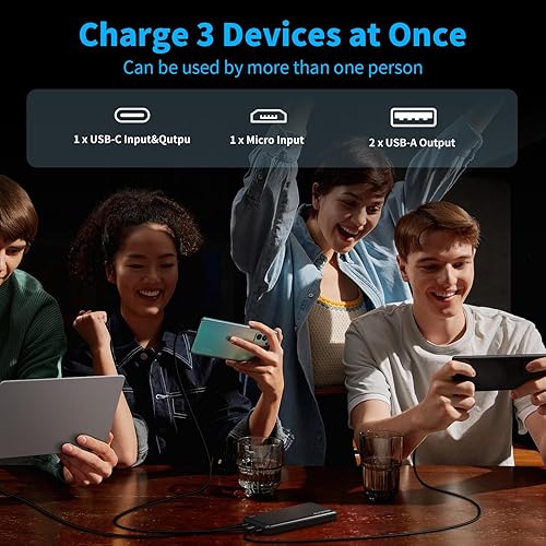 Miniatura 4 de Cargador portátil de batería de 10000 mAh, USB C de entrada y salida de carga rápida, cargador de teléfono portátil de carga rápida para iPhone