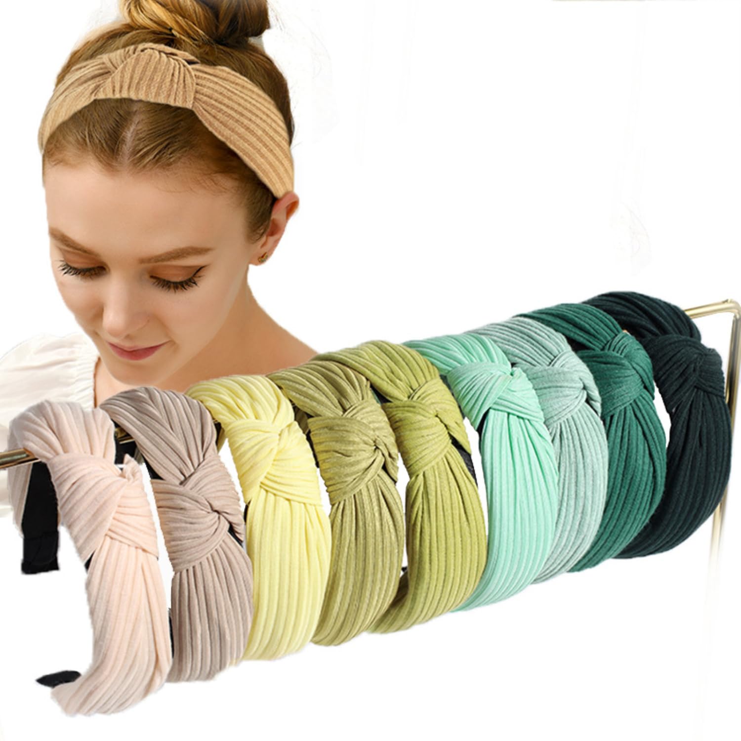Blausky 1 x Women's Headband, Headband Knot Warp, Knotted Knot Vintage Hair Bands, Wide Retro Fabric Headband - Image 3