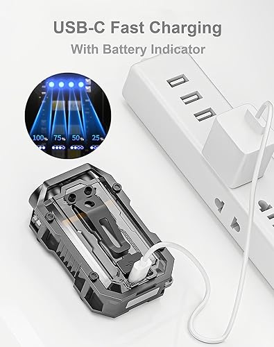 Miniatura 5 de Linterna LED de Bolsillo Recargable, Linterna de 500 Lúmenes en Llavero, Luz Pequeña EDC para Trabajo Nocturno, Correr, Caminar, Acampar, Pescar,