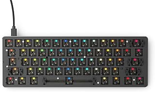 Glorious Custom Gaming Keyboard - GMMK 60% Percent Compact Barebone - USB C Wired Mechanical Keyboard Kit - RGB Hot Swappable Switches & Keycaps - Black Metal Top Plate