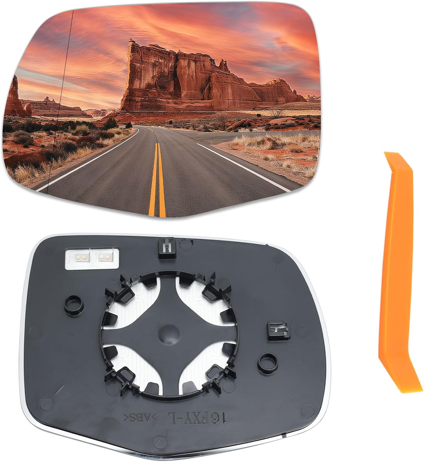 Left Driver Side Heated Mirror Glass Compatible with 2016-2022 Honda Pilot 2017-2024 Ridgeline 2019-2024 Passport Left Side LH Rear View Mirrors Replacement with Backing Plate