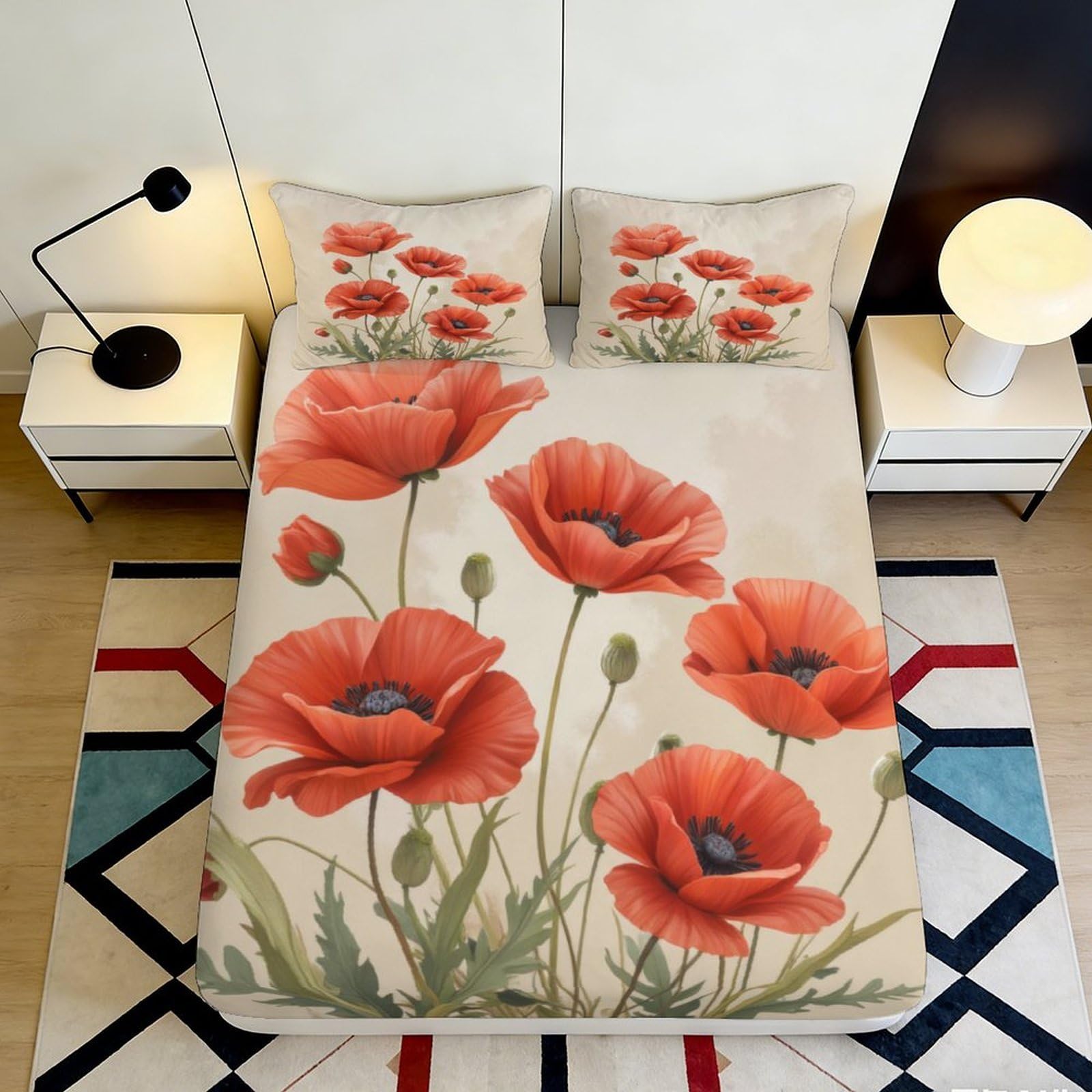3D Printed Sunflower Fitted Sheet Microfiber Deep Pocket Bedroom Non-Slip Sunflower Mattress Fitted Cover Washable 90x200x25cm