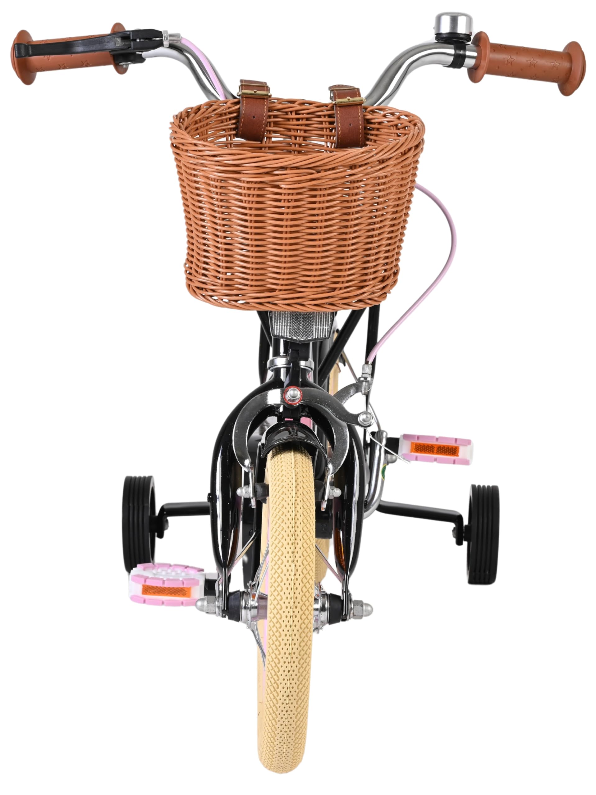 Volare Excellent Fahrrad | 3–5 Jahre | Hand- & Rücktrittbremse, Stützräder, Kettenschutz, Reflektoren & Korb | Höhenverstellbarer Sattel | Geschenk für Mädchen