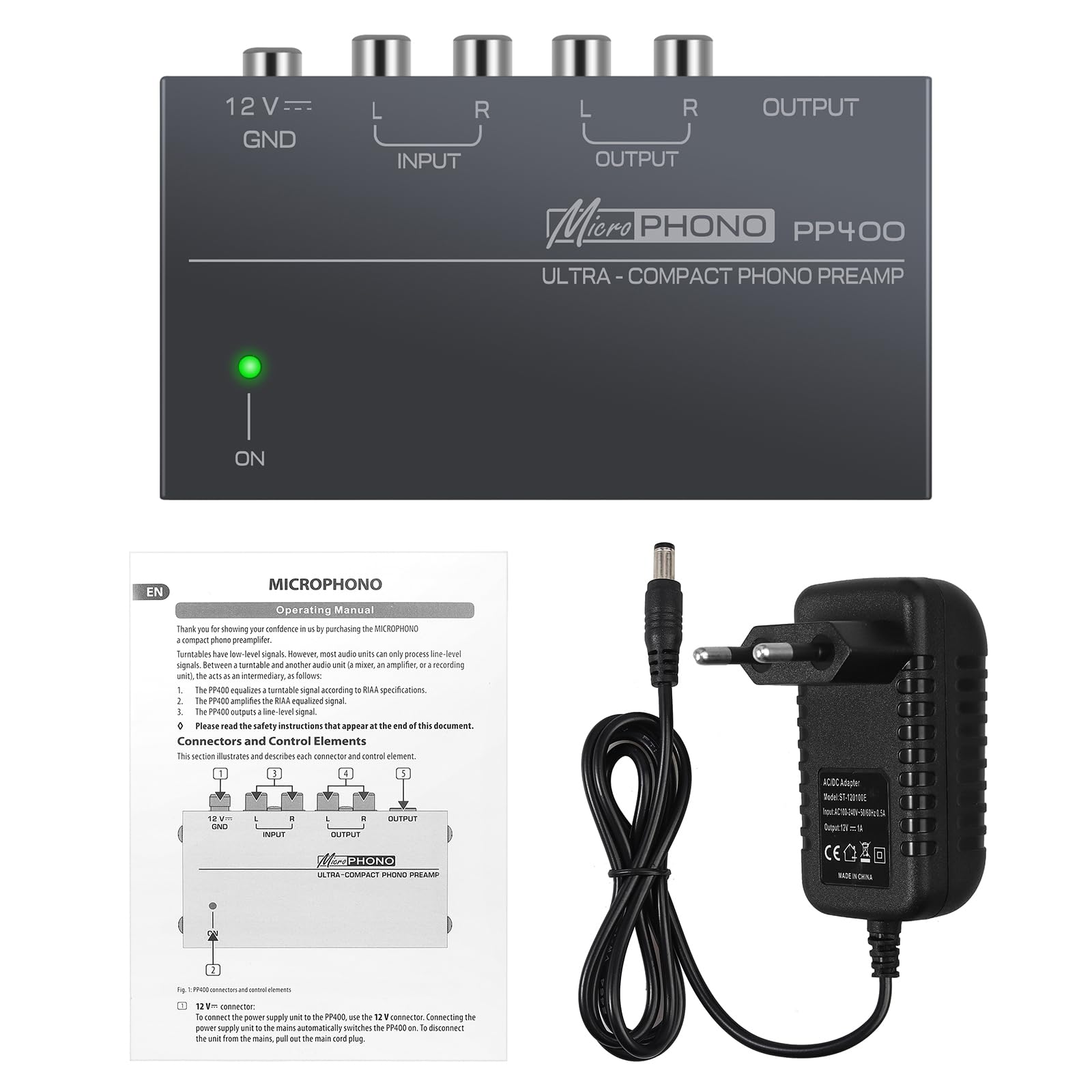 LiNKFOR Vorverstärker Phono-Vorverstärker für Plattenspieler Audiophiler Hochkompakt Phono mit Niveau Kontrollen Eingang & Ausgabe Schnittstellen