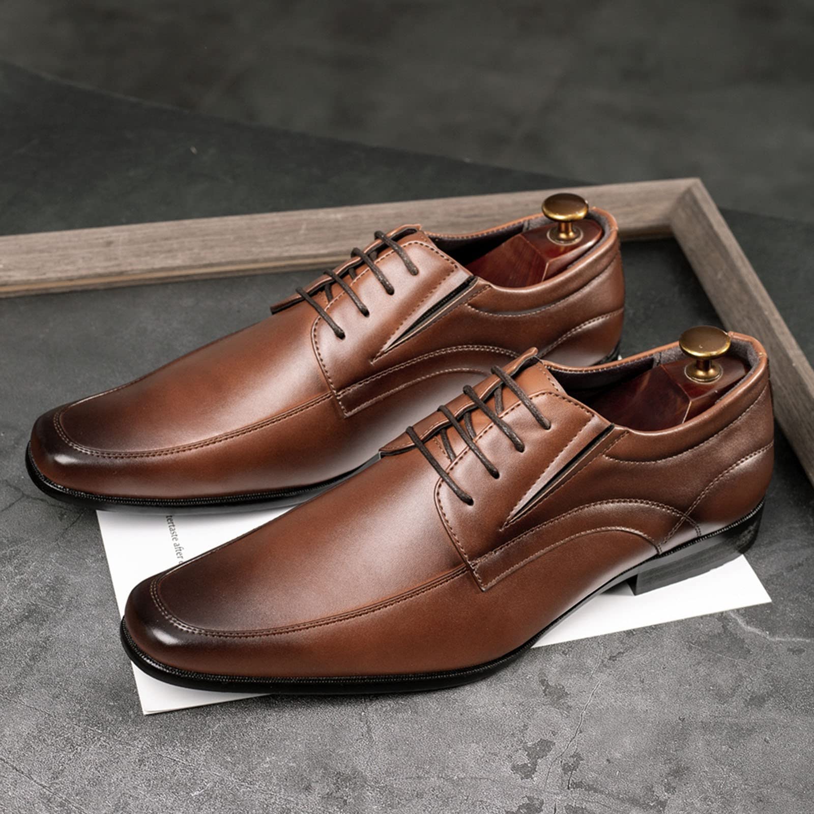 Chaussures de costume pour homme en cuir synthétique - Chaussures basses - Chaussures d'affaires - Chaussures en cuir - Chaussures basses à lacets - Chaussures de mariage - Chaussures de loisirs -