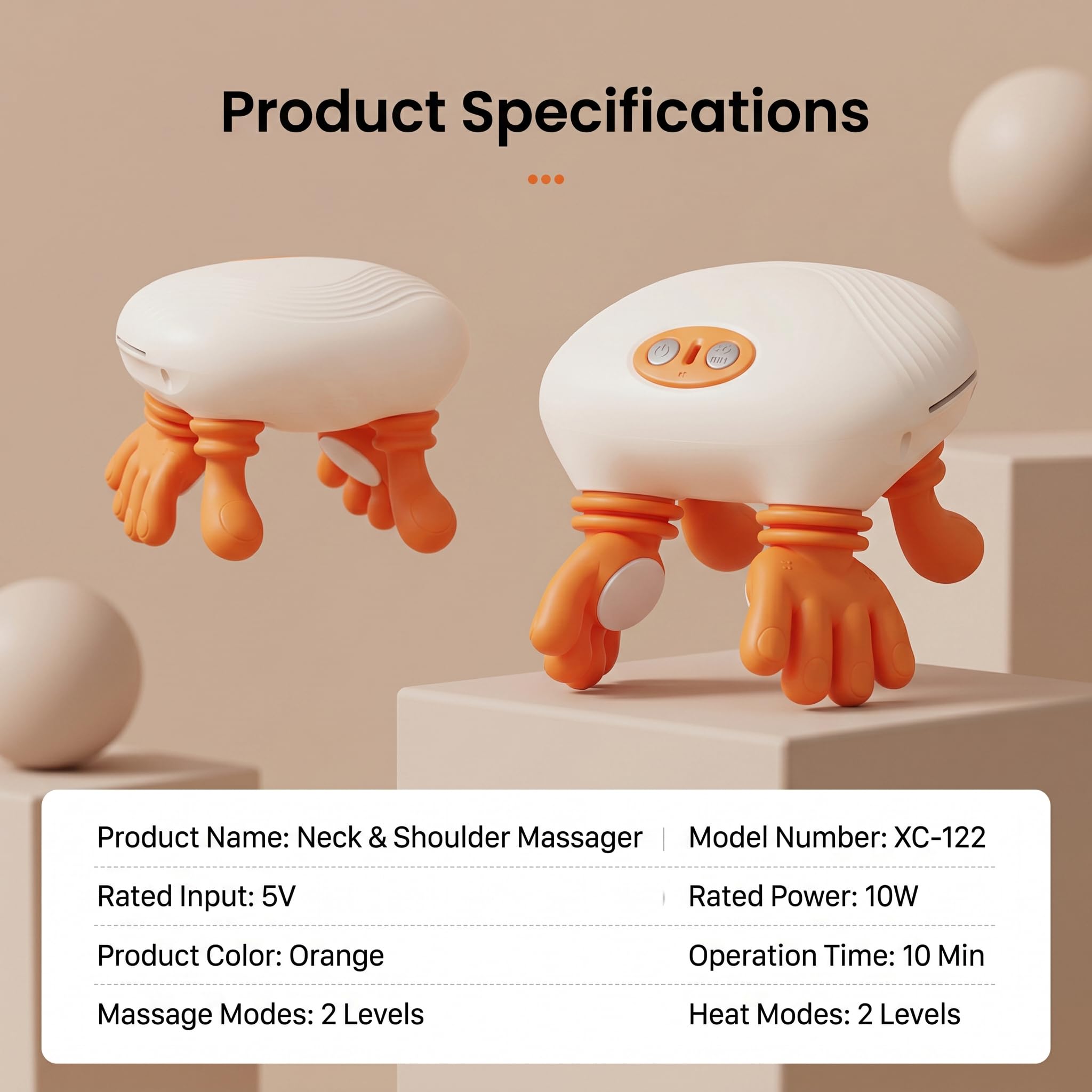 Masseur Cervical à Main Bionique, 4D Massage Cervicales Recargable por USB, Capacidad de la batería: 2000 mAh, Cadeaux Pour Maman, Femmes et Hommes