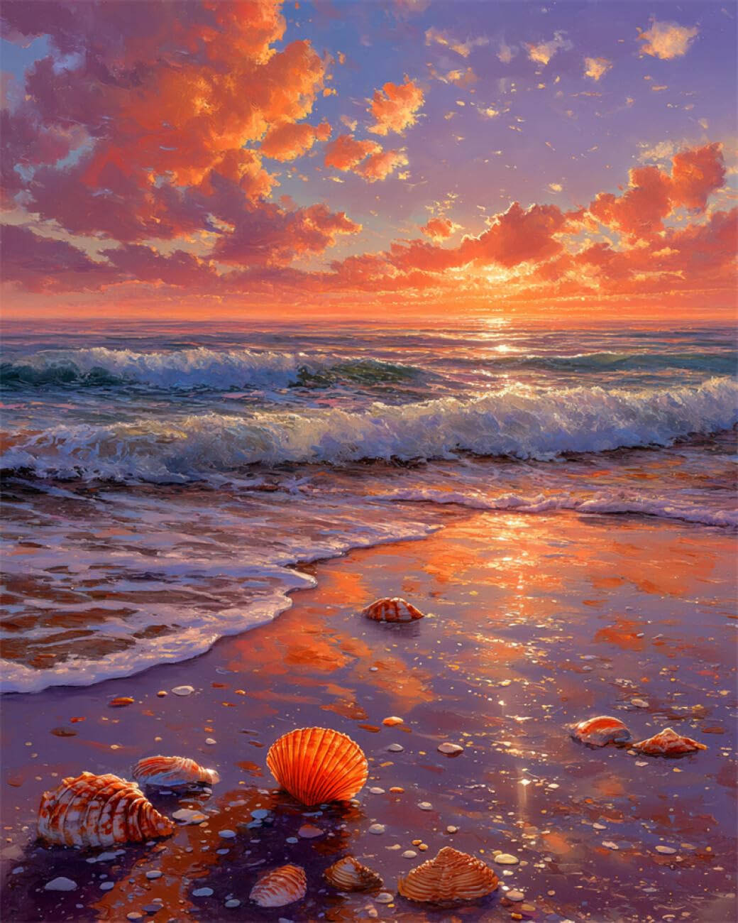 RKFLGEW DIY Embroidery Set Beach Waves 30x40cm