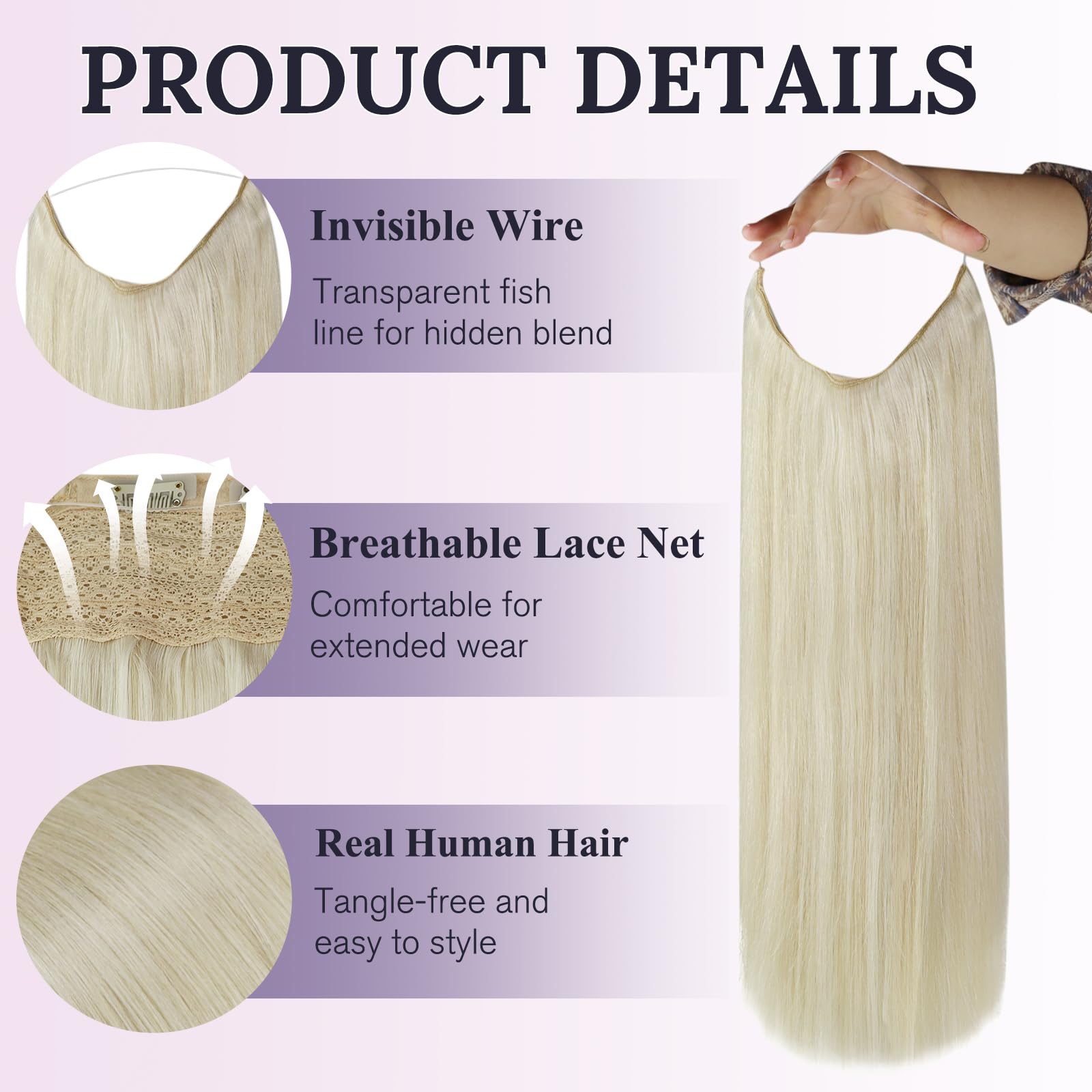 Amazon.com : Fshine Invisible Wire Hair Extensions Real 