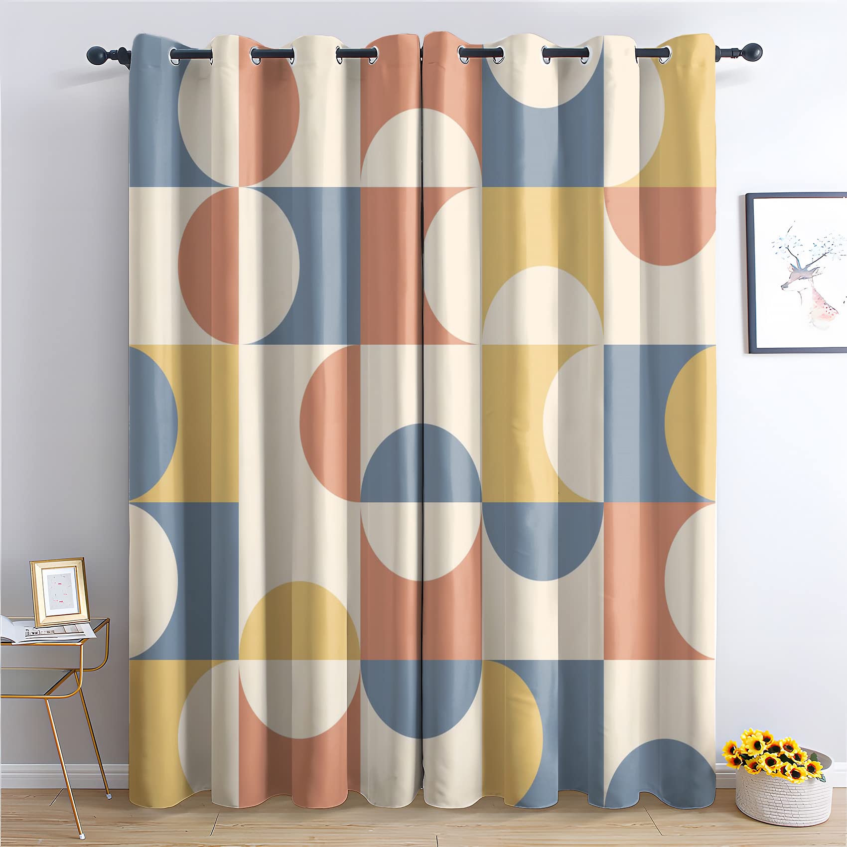 Rideau occultant thermique 70s isolant phonique et froid 140x220cm pour grande fenetre de salon