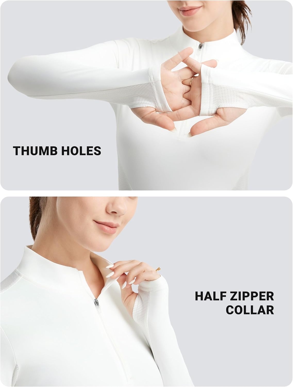 FitsT4 Sports Womens Equestrian Shirts Thumbholes Long Sleeve Horse Riding Shirts Quick Dry UPF50+ Riding Top Half Zip - Image 4