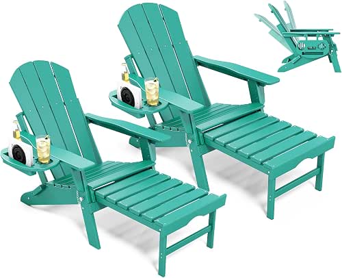 NAVINE Adjustable Adirondack Chair with Retractable Ottoman Set of 2,