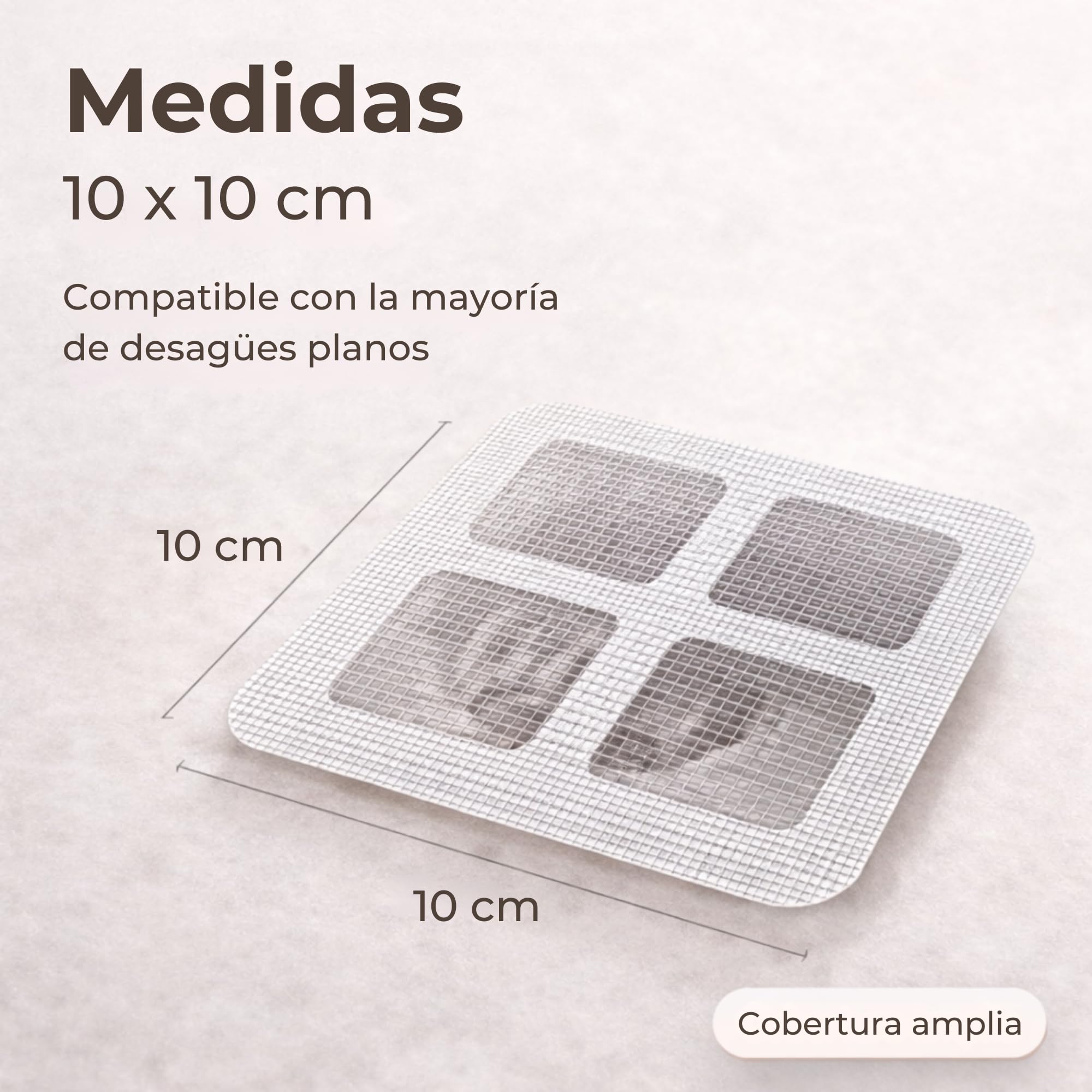 Rejilla Desague Ducha (50 Piezas) | Atrapa Pelos Ducha Adhesivo 10x10 cm | Filtro Desague Ducha Antipelos Desechable | Evita Atascos en Baño