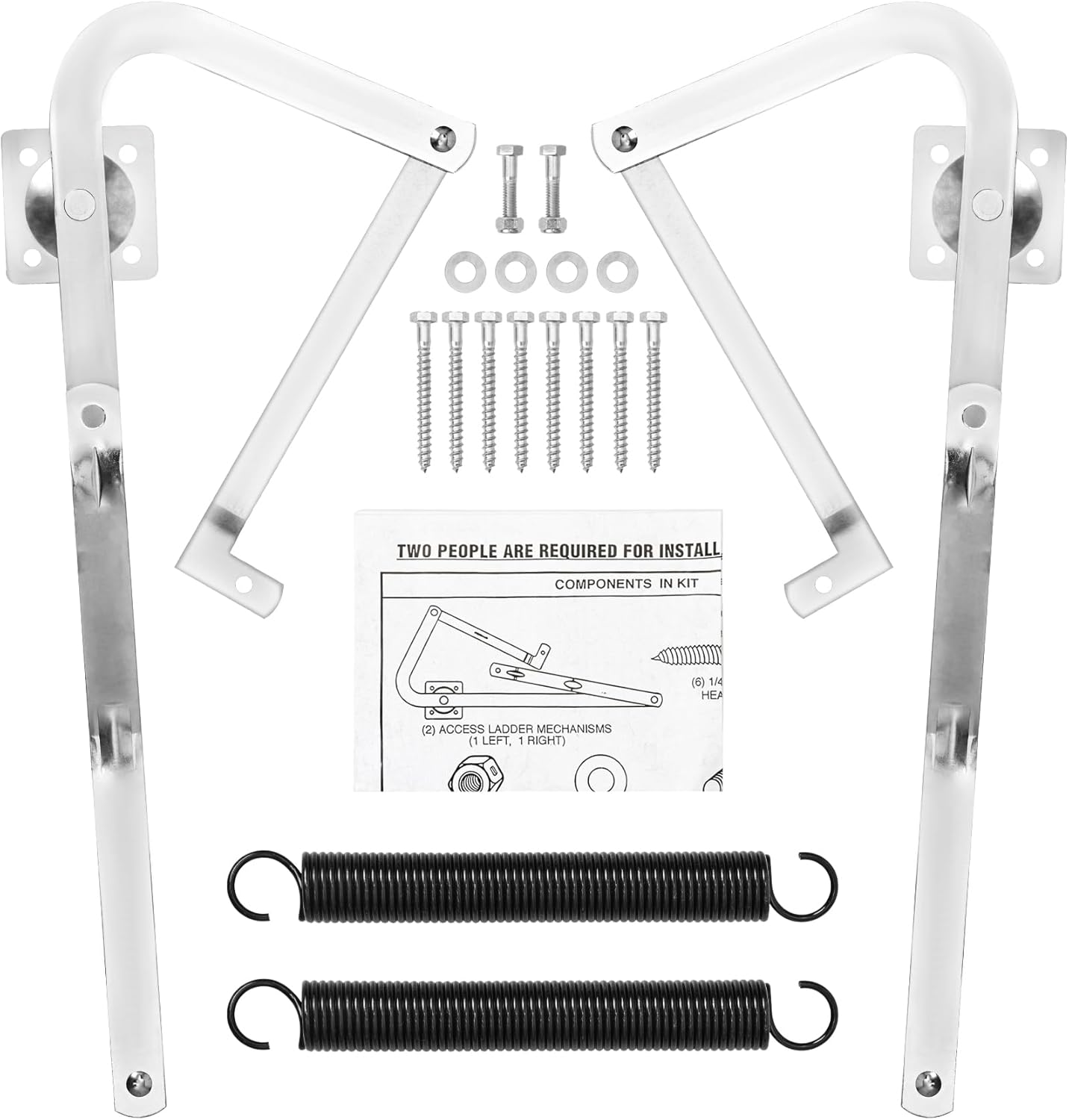 55-2 Attic Ladder Hinge Arms with Springs, Suitable for Werner Attic Ladders Manufactured After 2010, Compatible with Werner Mk5, WU2210, W2208, W2210, Heavy Duty Thick Galvanized Material