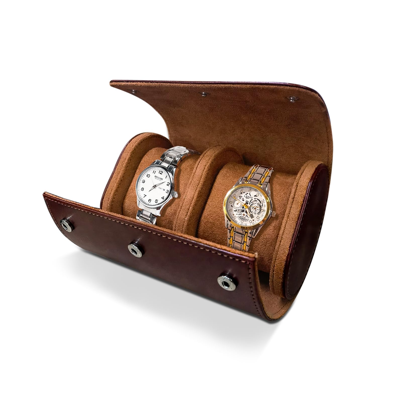 ITNXVKGES Watch Box, PU Leather Watch Case Single Watch Display Case, Portable Watch Display Storage Box Watch Display Box, Watch Roll Travel Case with Detachable Pillow (brown 2 slot)