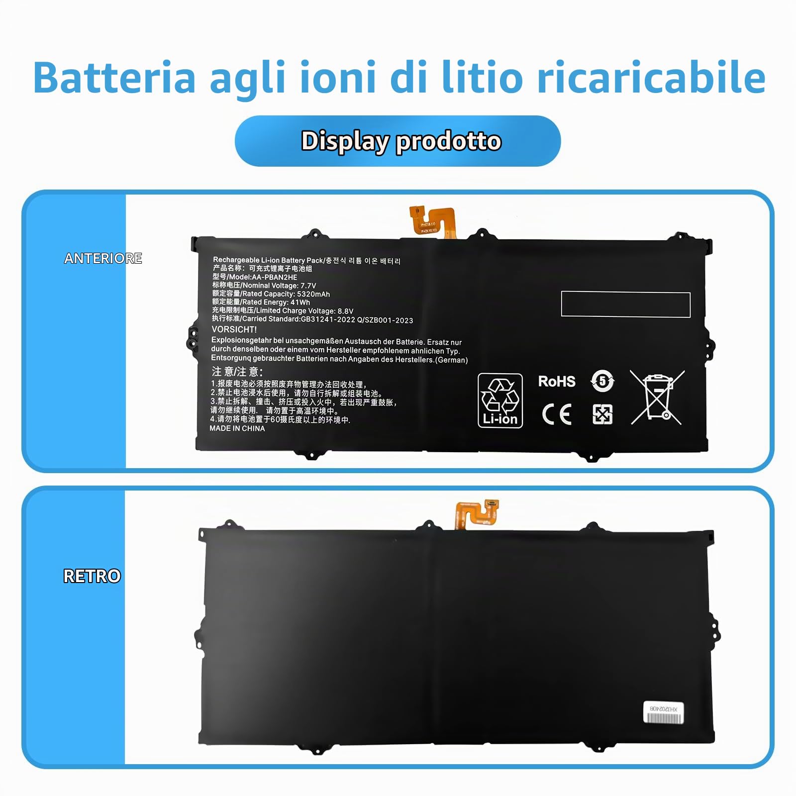 AA-PBAN2HE Batteria per laptop | Sostituzione per Samsung Galaxy Book Go 340XDA NP340XLA XE340XDA-KA3US-RB XE340XDA-KA1US XE340XDA-KA3 XE340 Series(7.7V 37Wh)